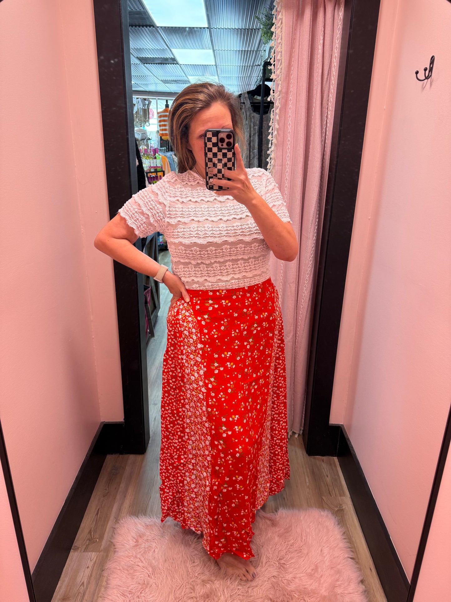 Melanie Skirt - Red Floral