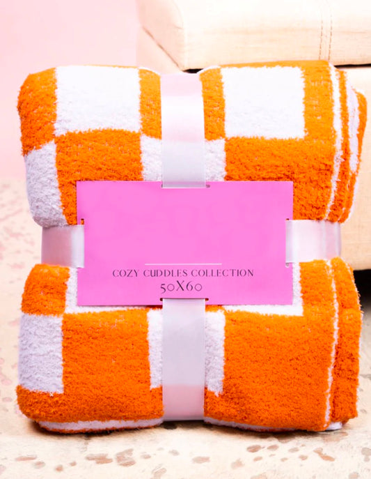 Rocky Top Orange/White Checkered Blanket