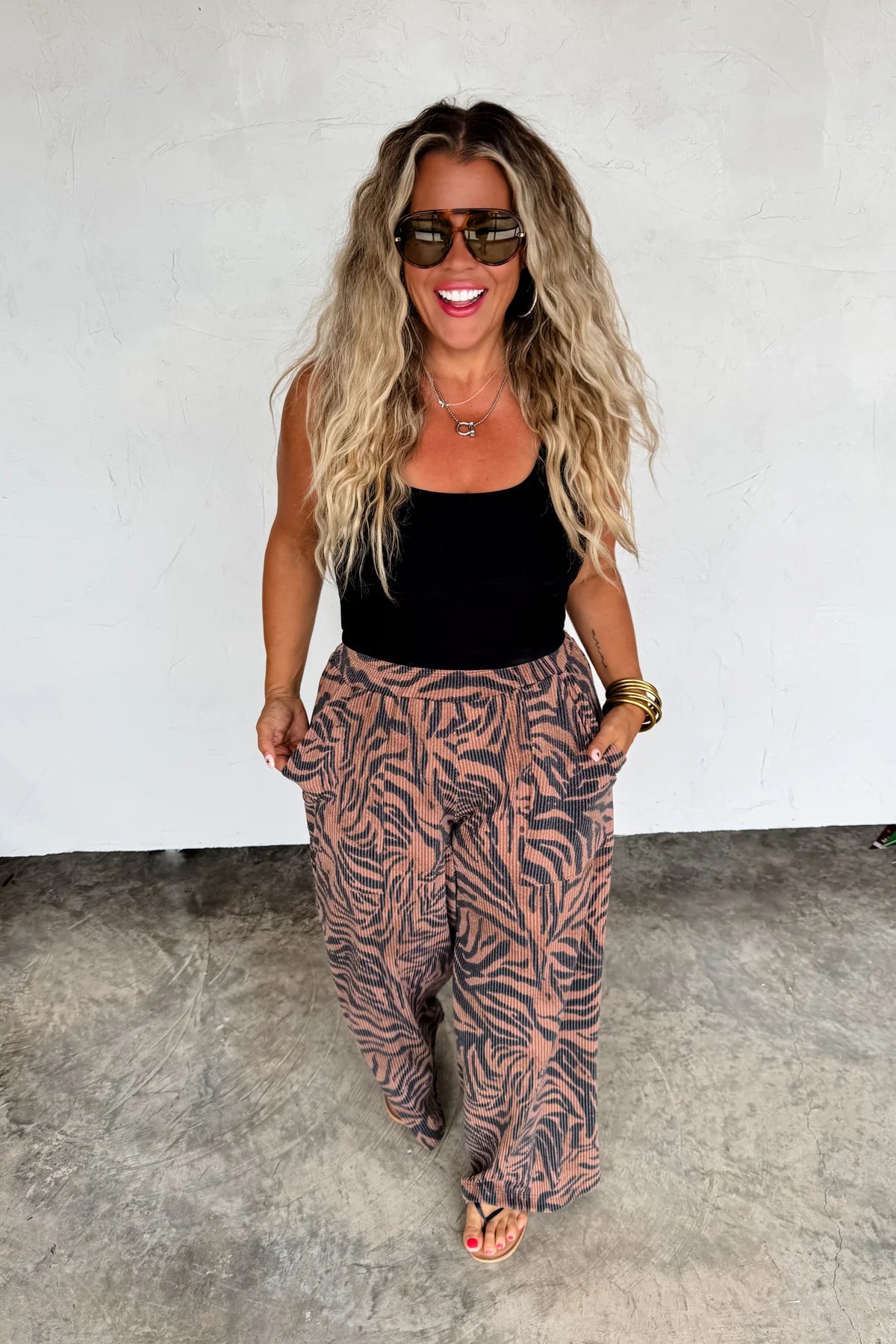 PREORDER - Zebra Haddie Wide Leg Pants