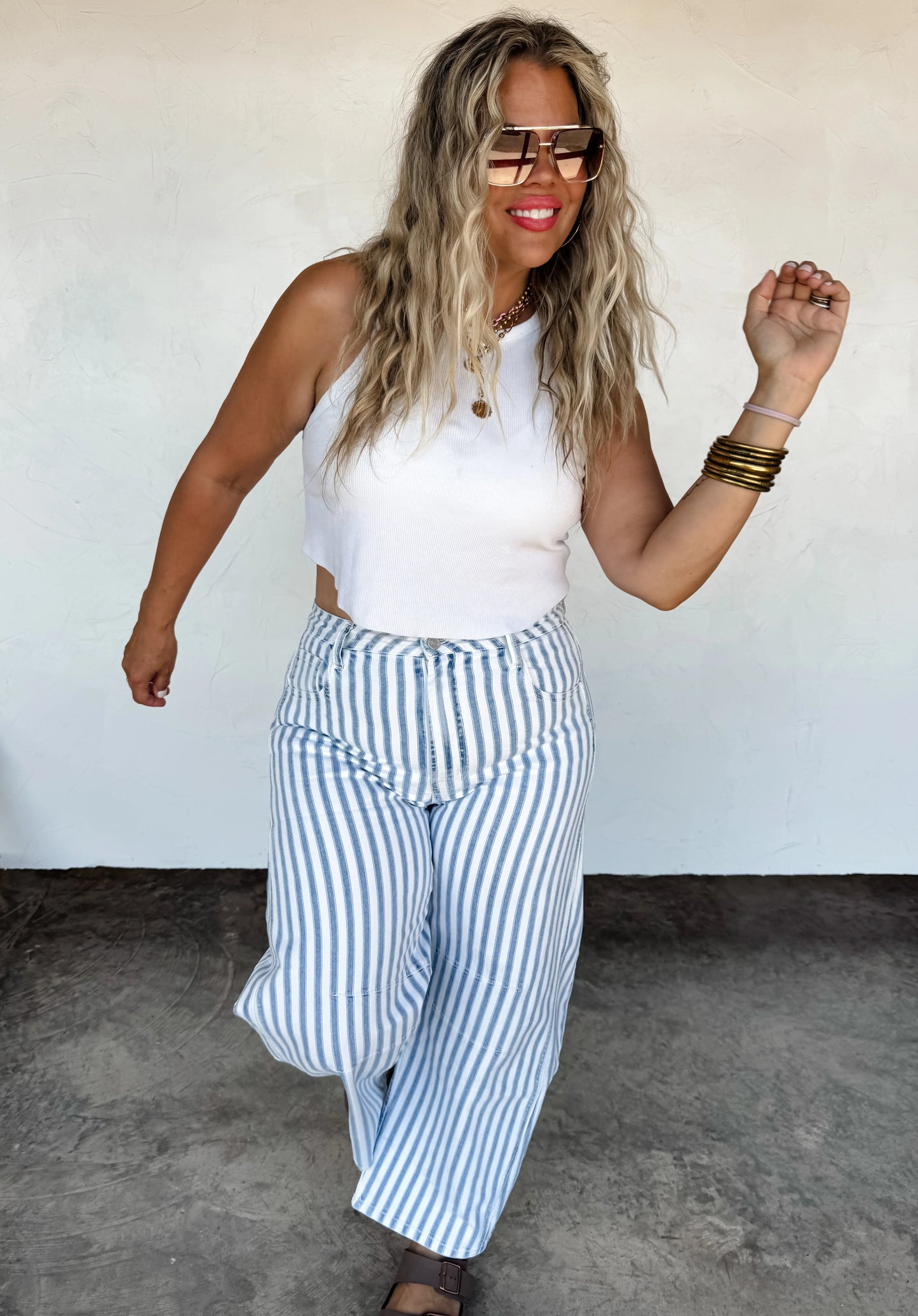 PREORDER - Beachy Stripe Barrell Jeans