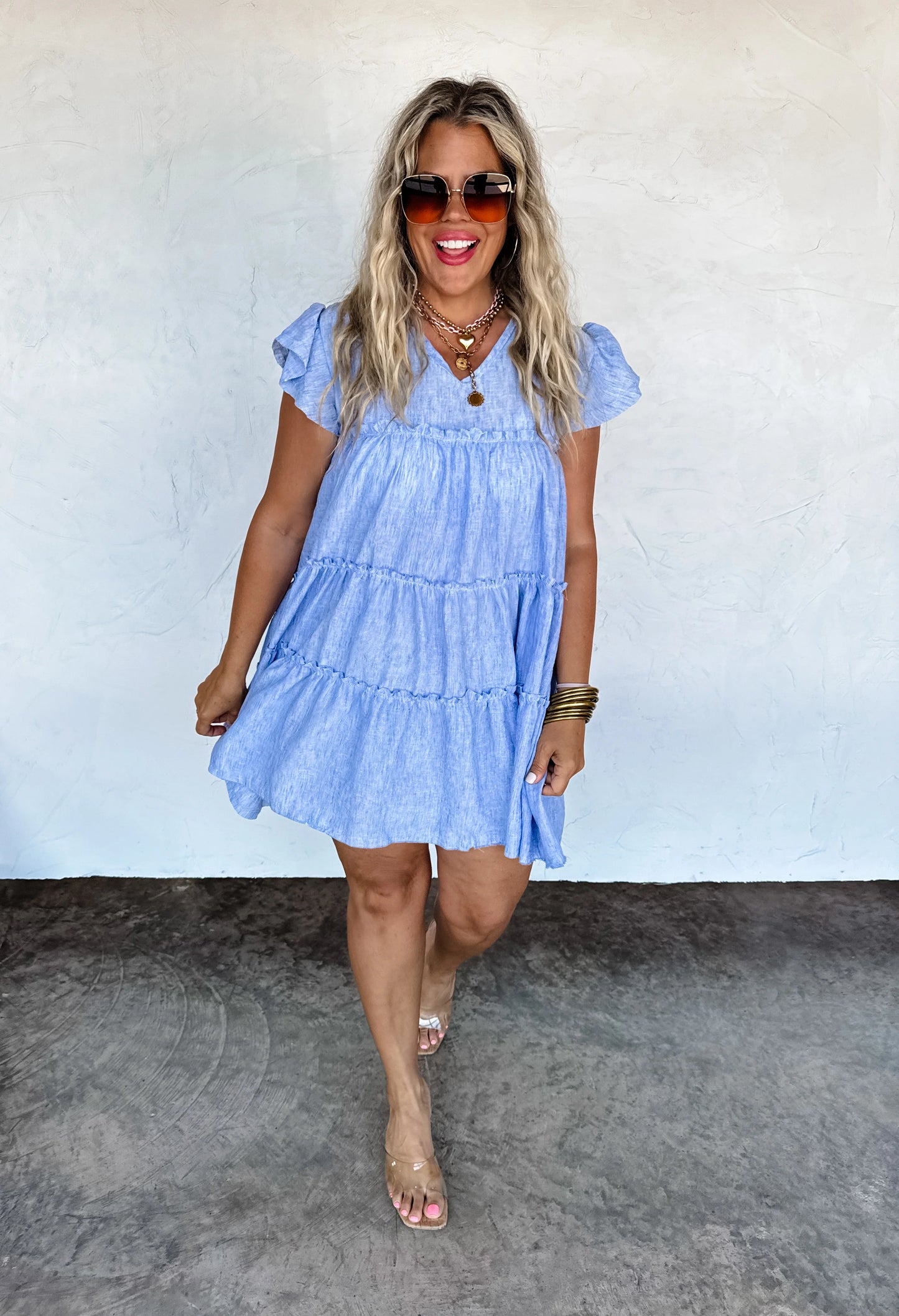 Day Dreaming Ruffle Dress - Vintage Pink