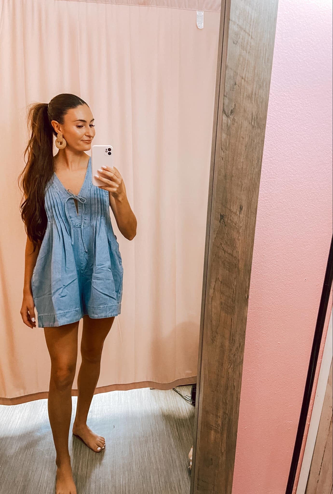 V Neck Sleeveless Denim Romper