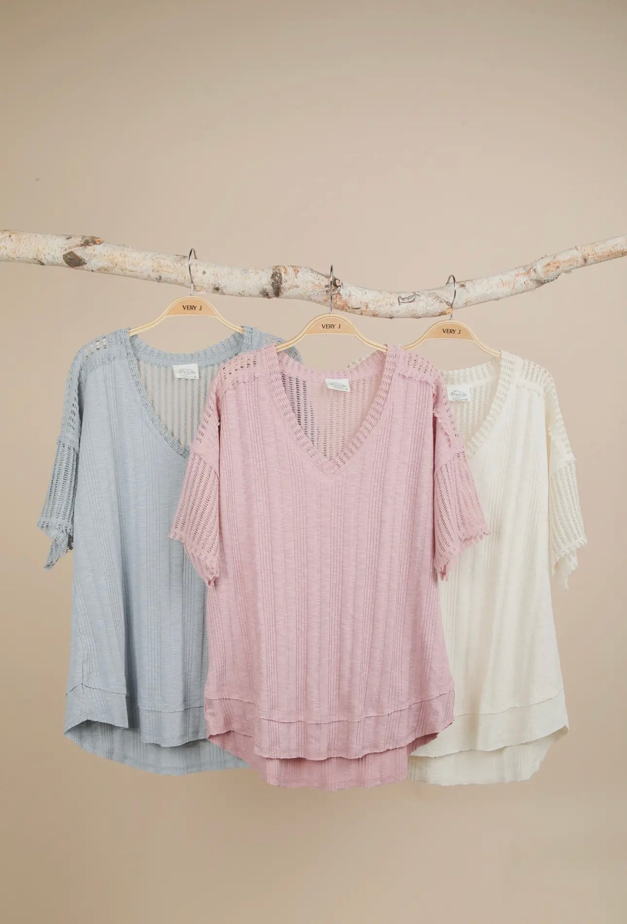 Oversized Contrast Knit Comfy Casual Top - Ivory