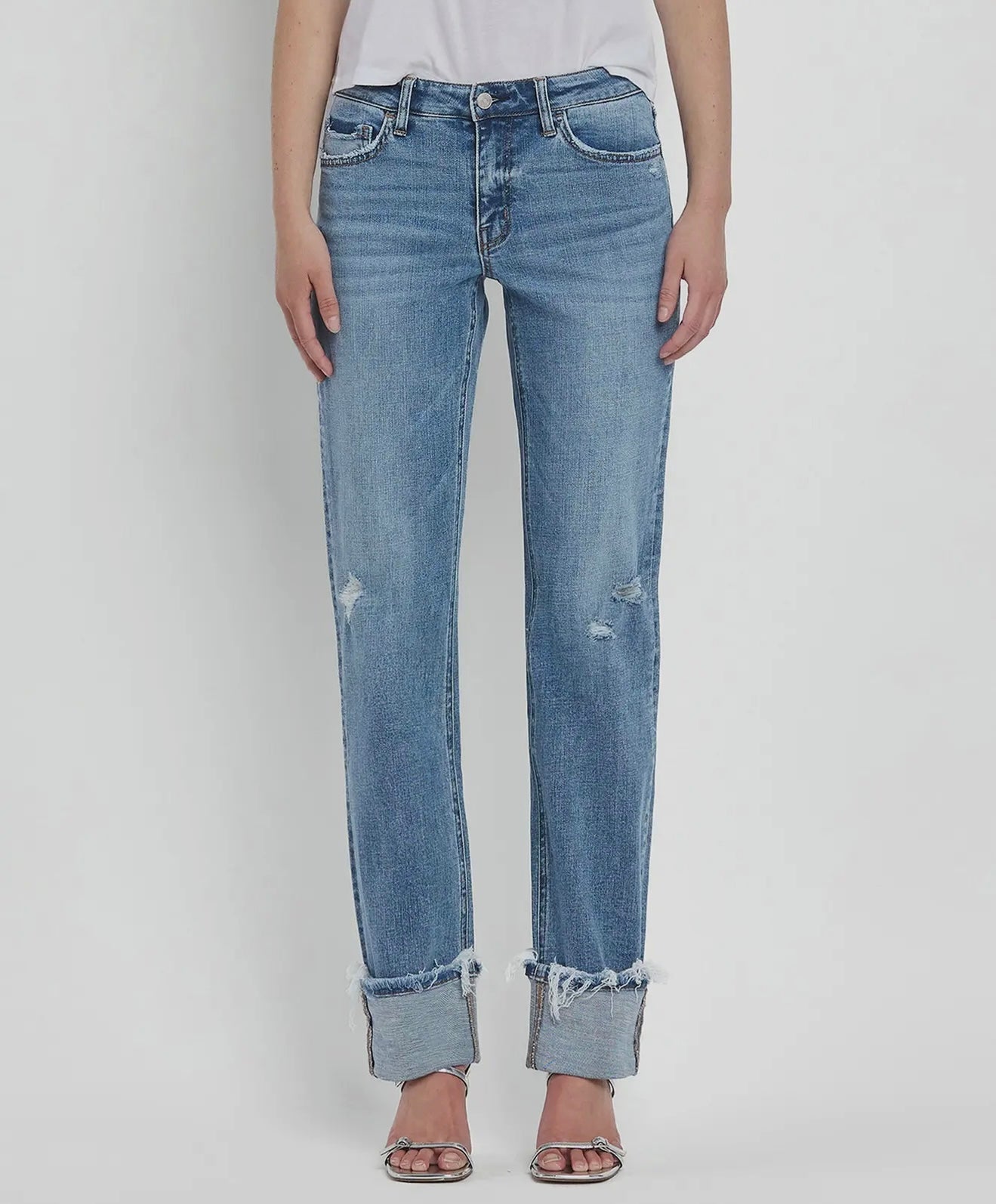 Lovervet Mid Rise Cuffed Straight Jeans