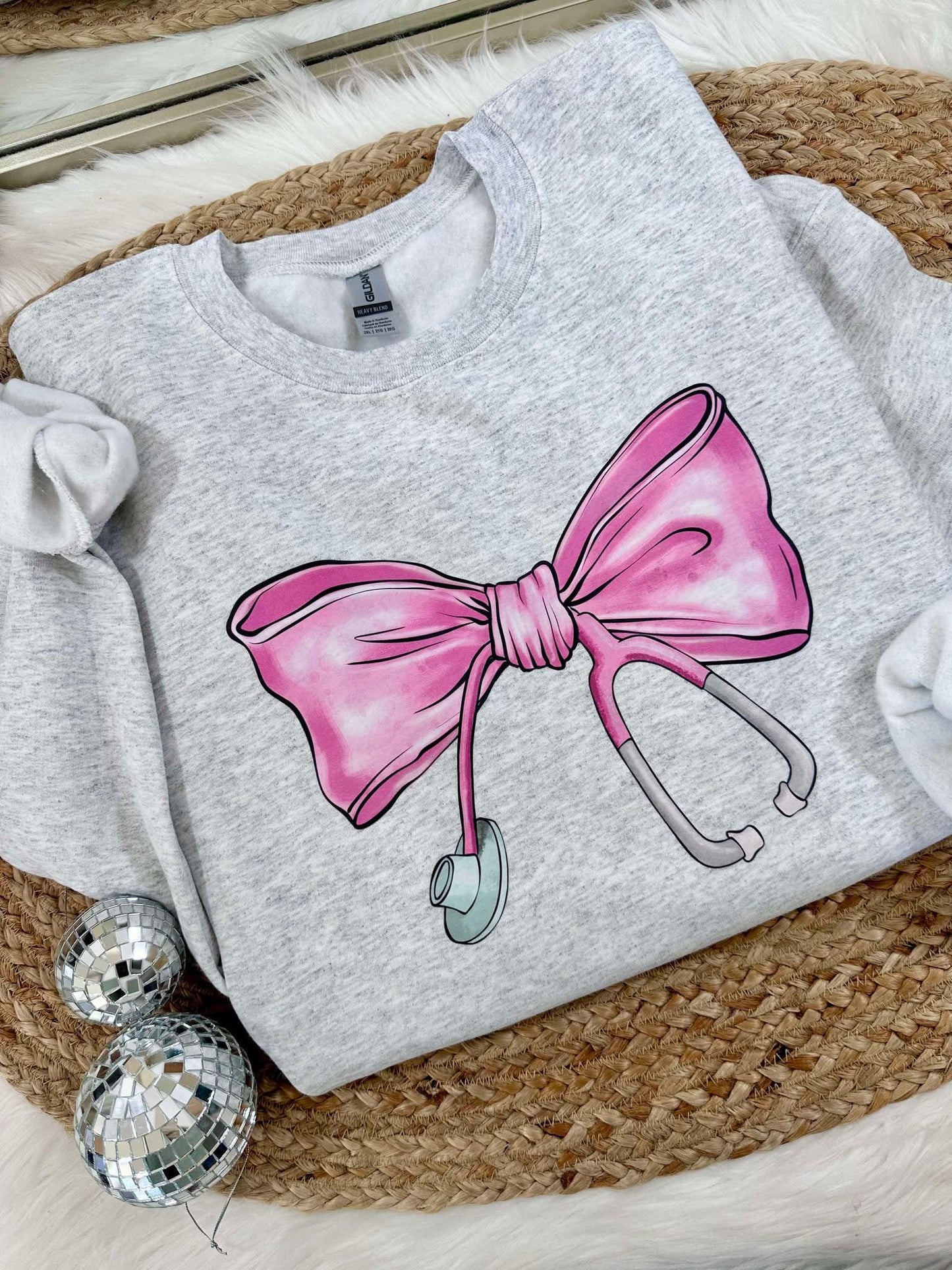 Nurse Coquette Bow Graphic Sweatshirt