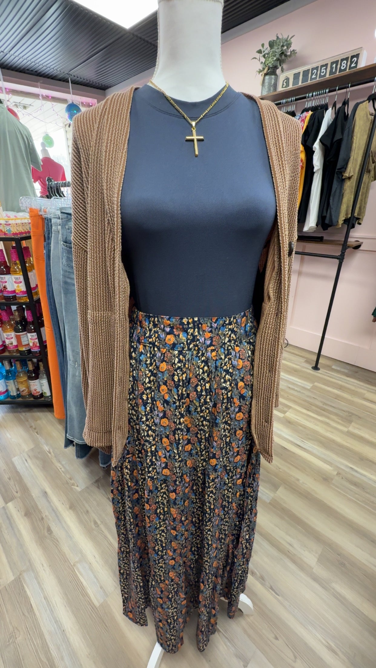 Floral Maxi Skirt w/Slit