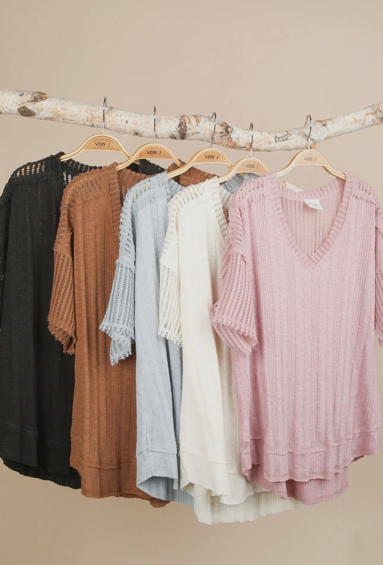 Oversized Contrast Knit Comfy Casual Top - Sky