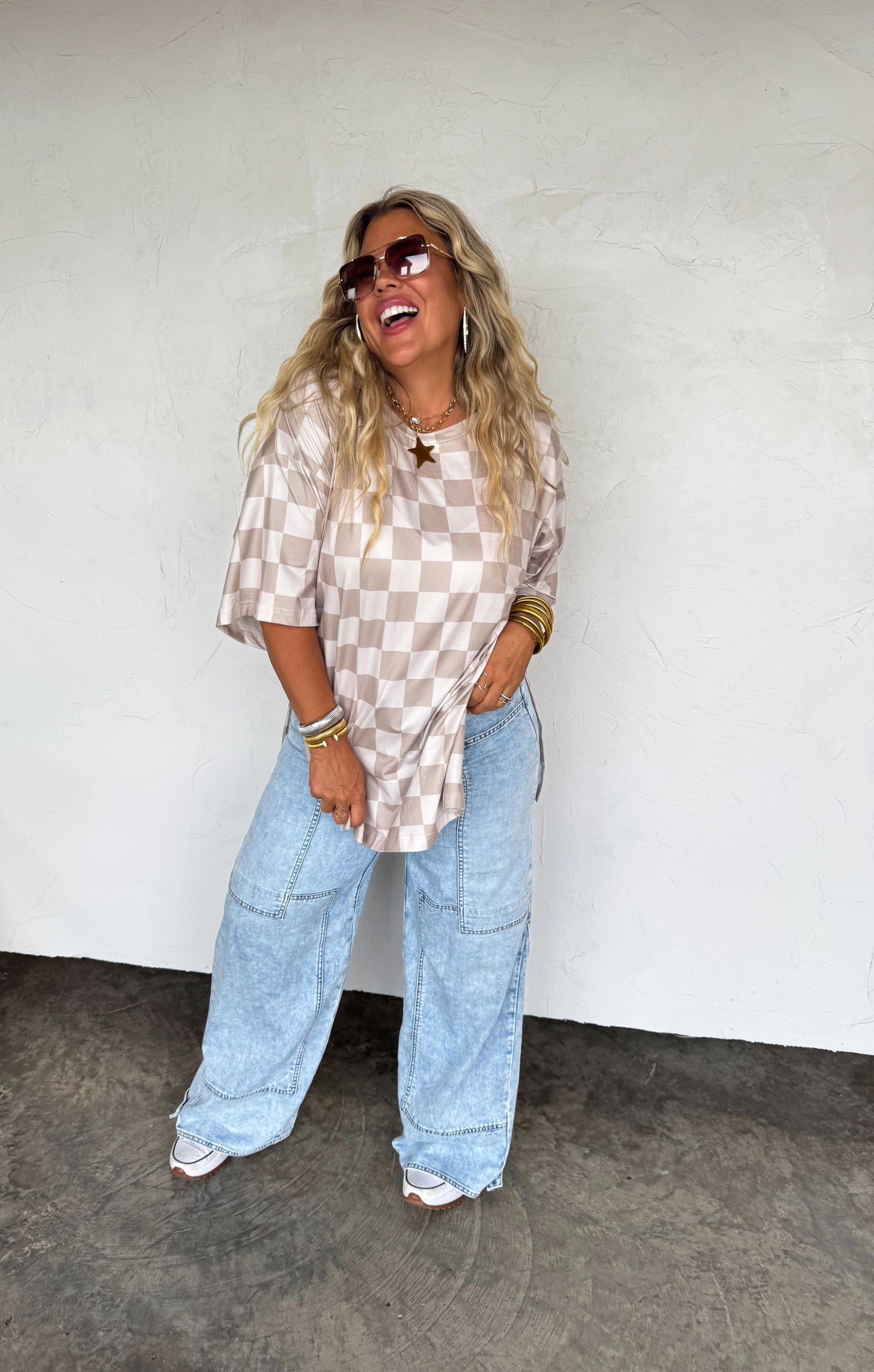 Check Babe Side Slit Top
