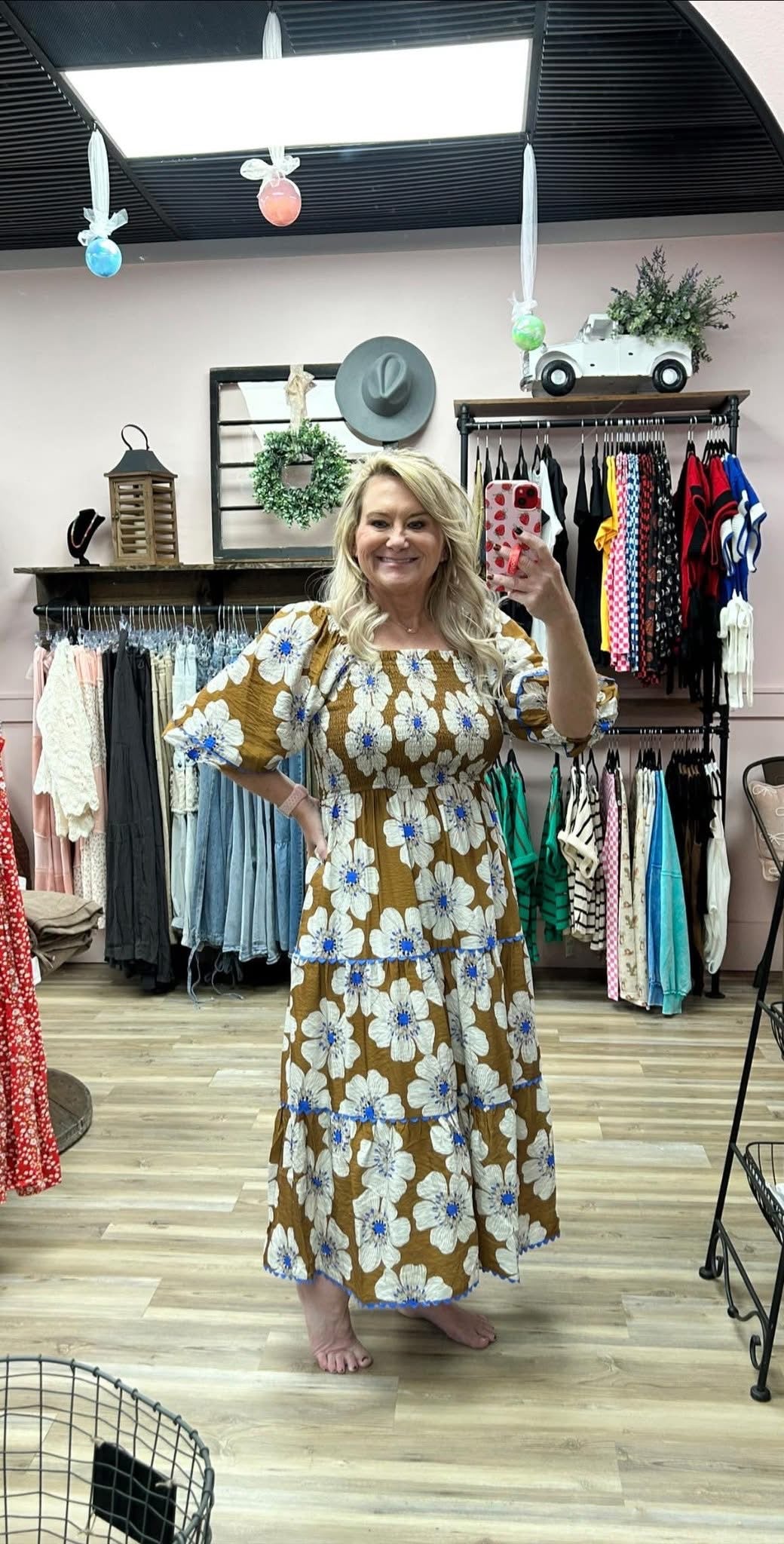 Floral Printed Tiered Midi Dress