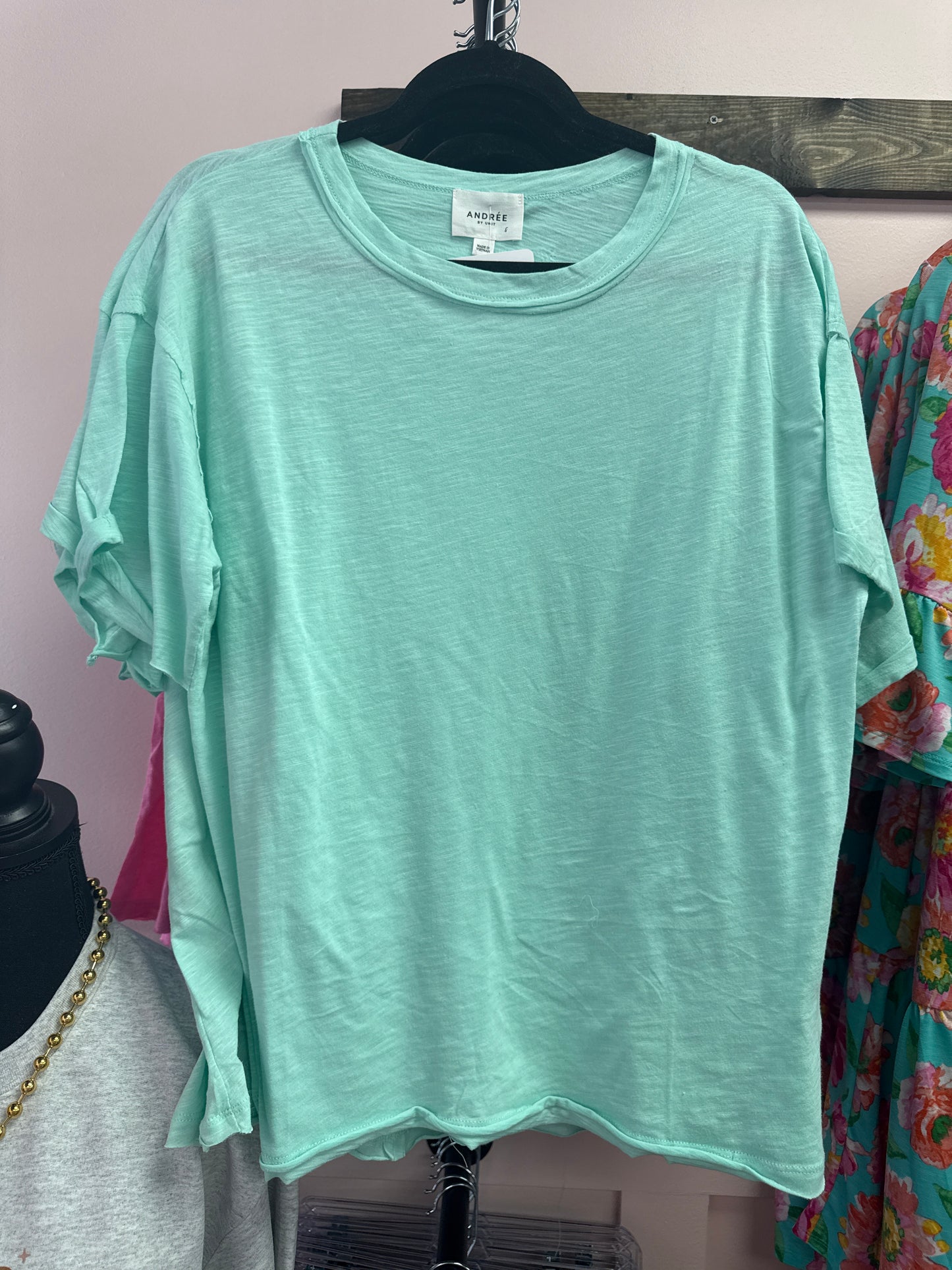 Basic Short Sleeve Cotton Top - Mint