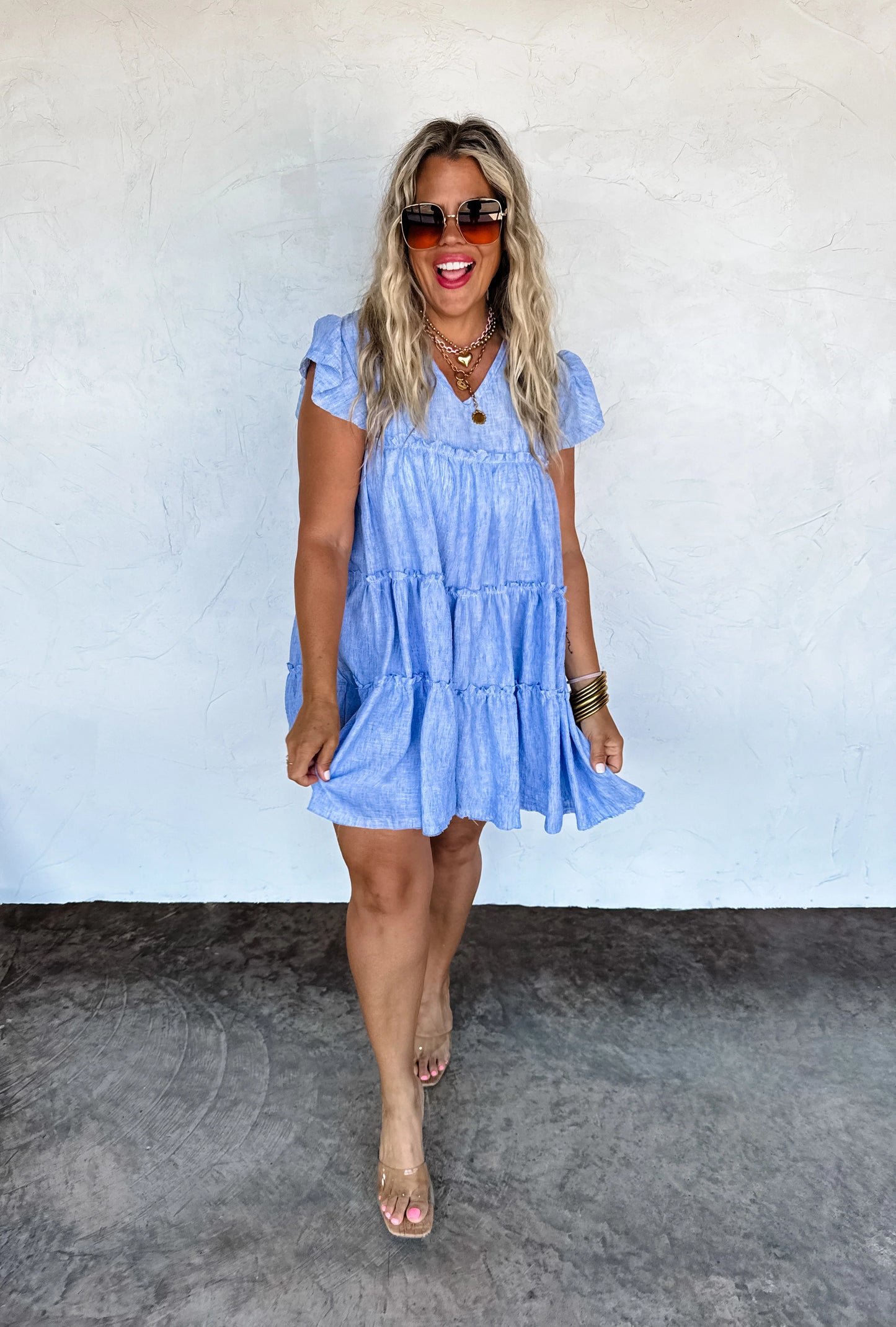 Day Dreaming Ruffle Dress - Vintage Pink