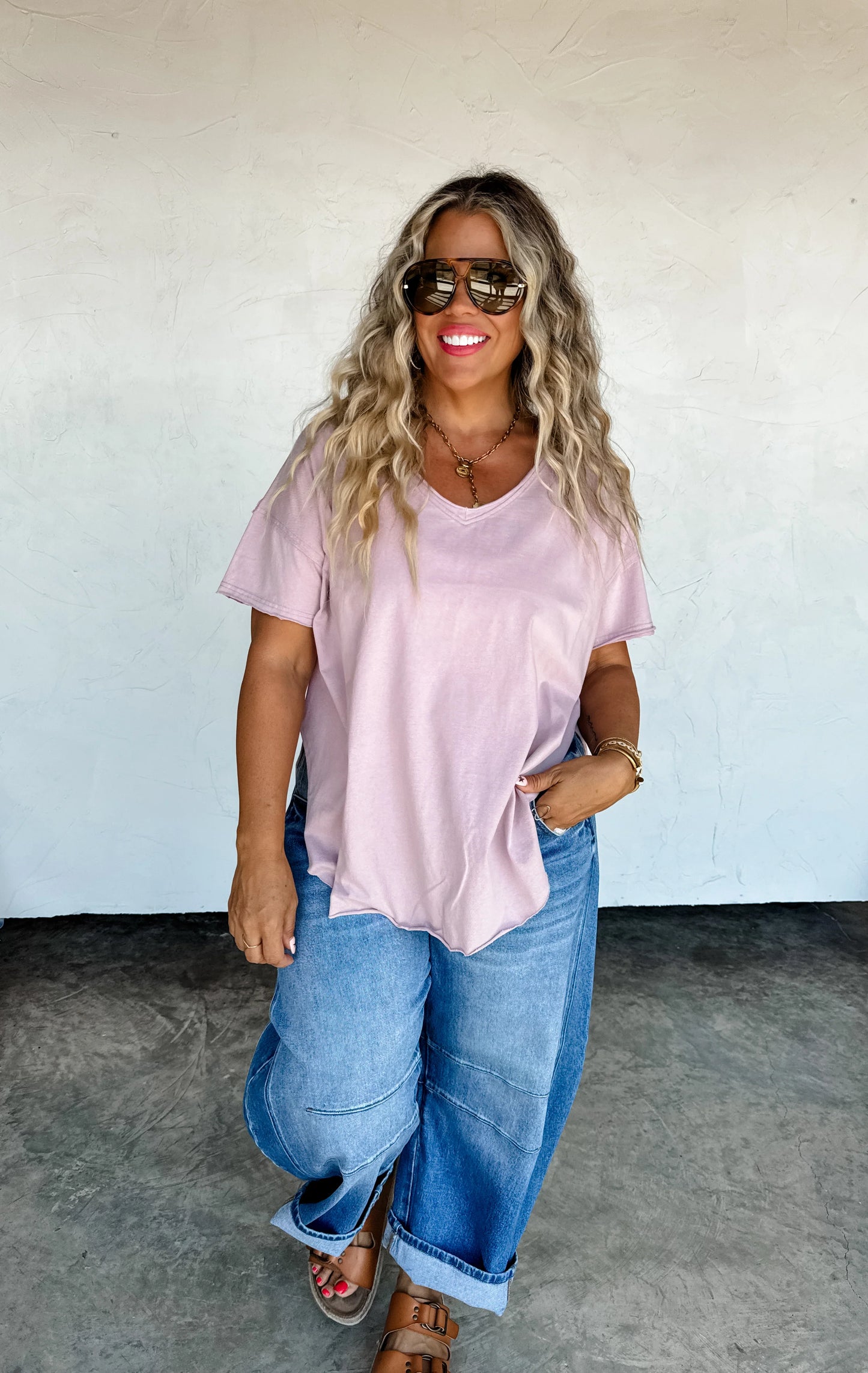 PREORDER - Joey Vneck Washed Cotton Boyfriend Tee