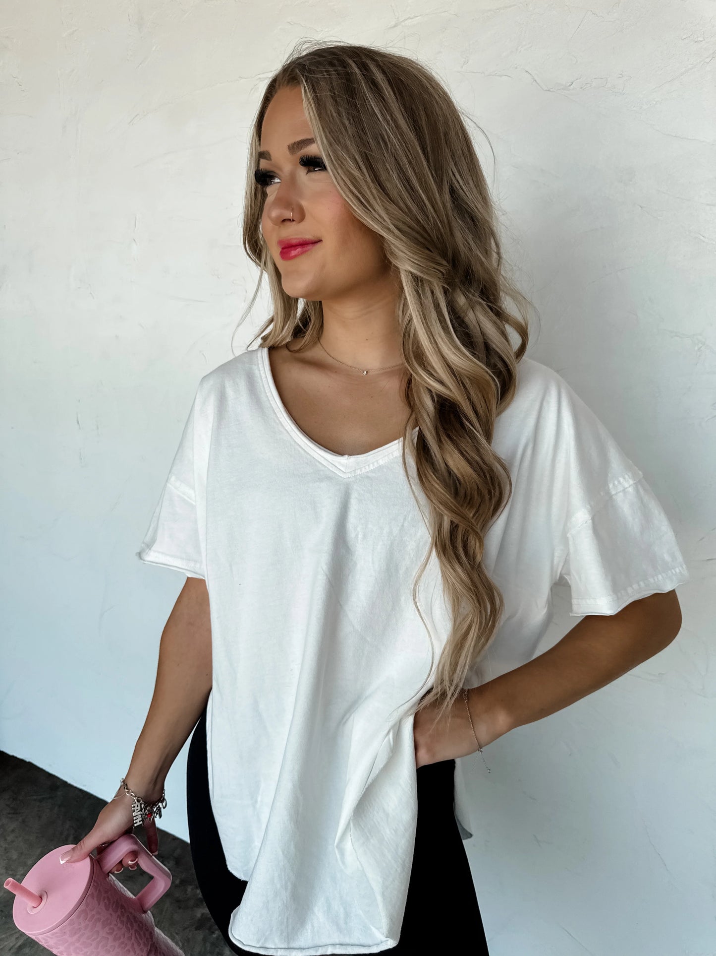 PREORDER - Joey Vneck Washed Cotton Boyfriend Tee