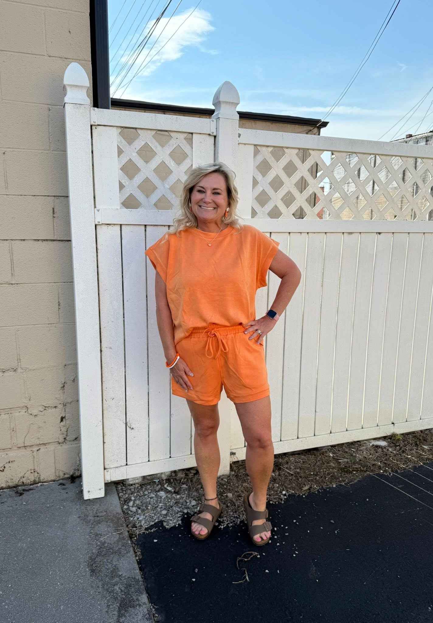 Game Day Mineral Washed Top & Shorts Set - Orange