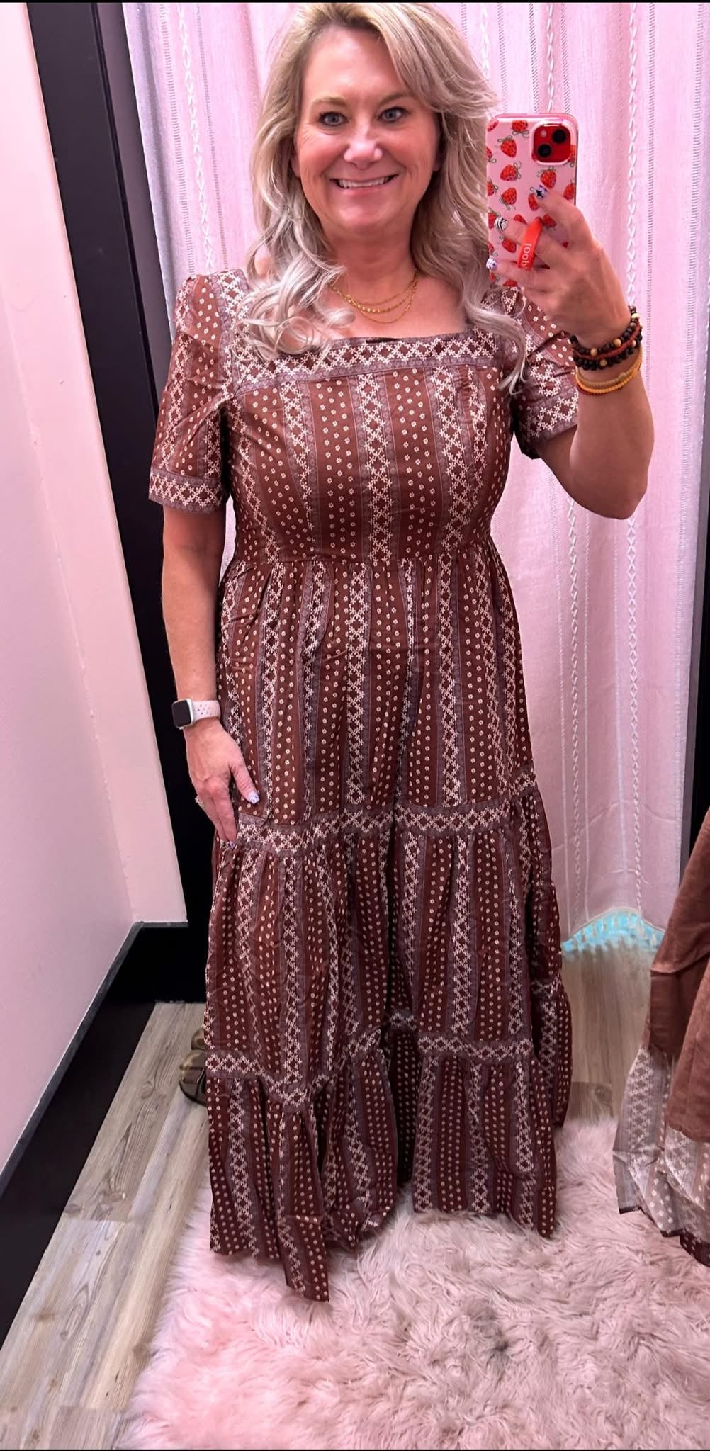 Cotton Border Print Maxi Dress