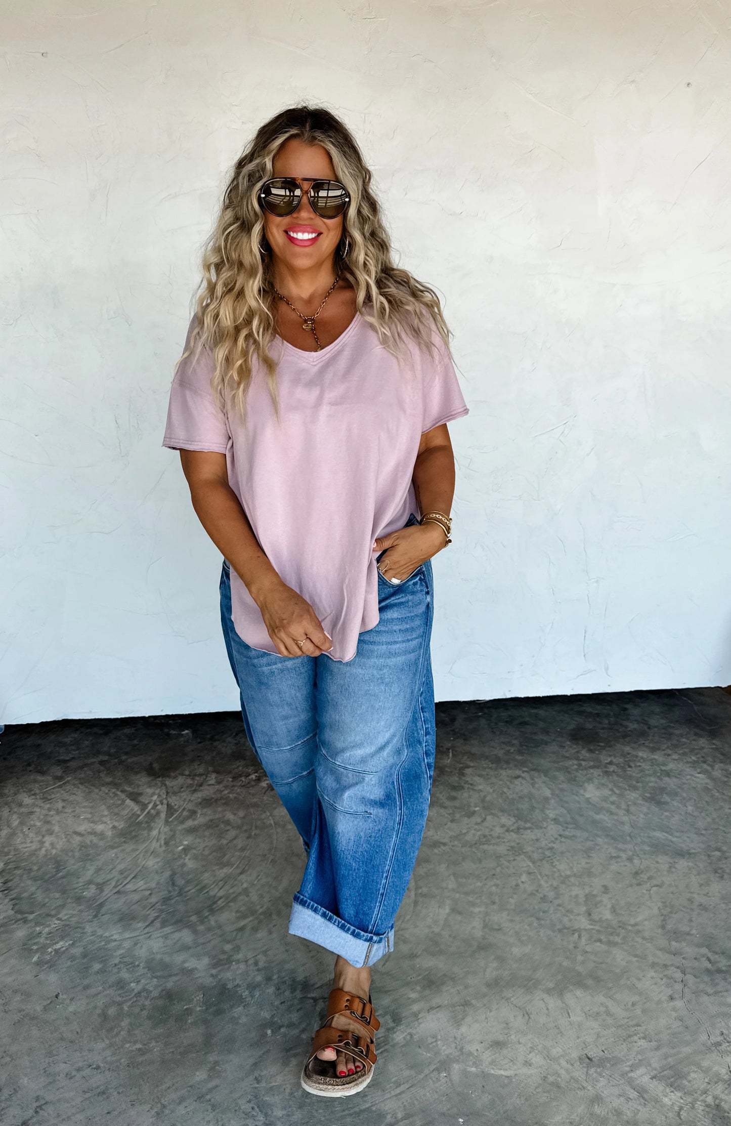 PREORDER - Joey Vneck Washed Cotton Boyfriend Tee