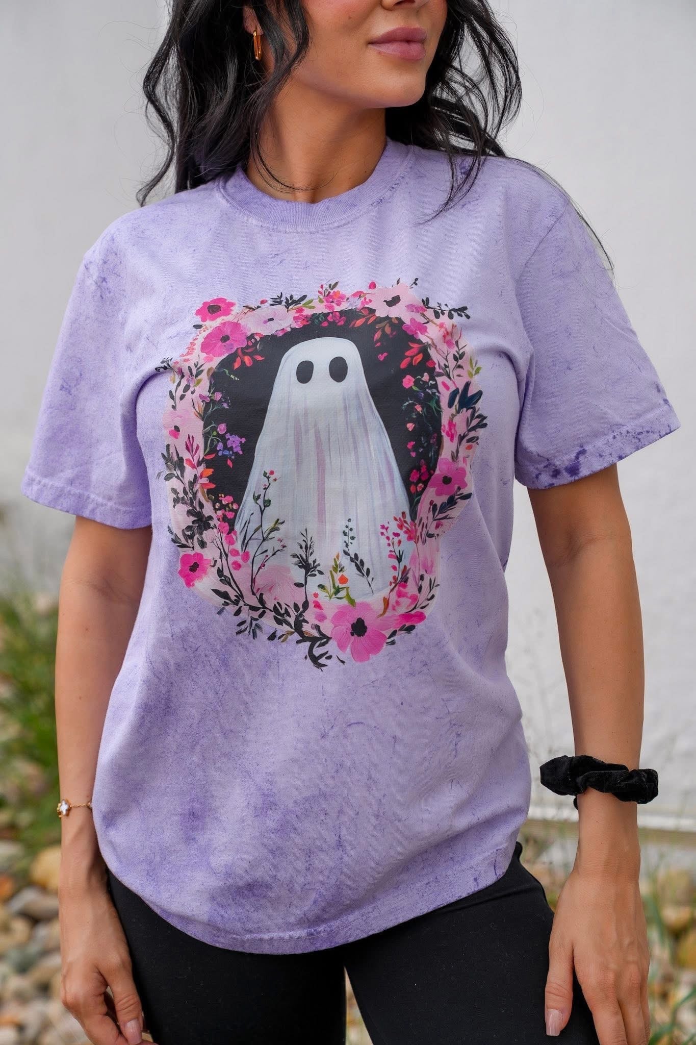 Floral Ghost Comfort Colors Graphic Tee