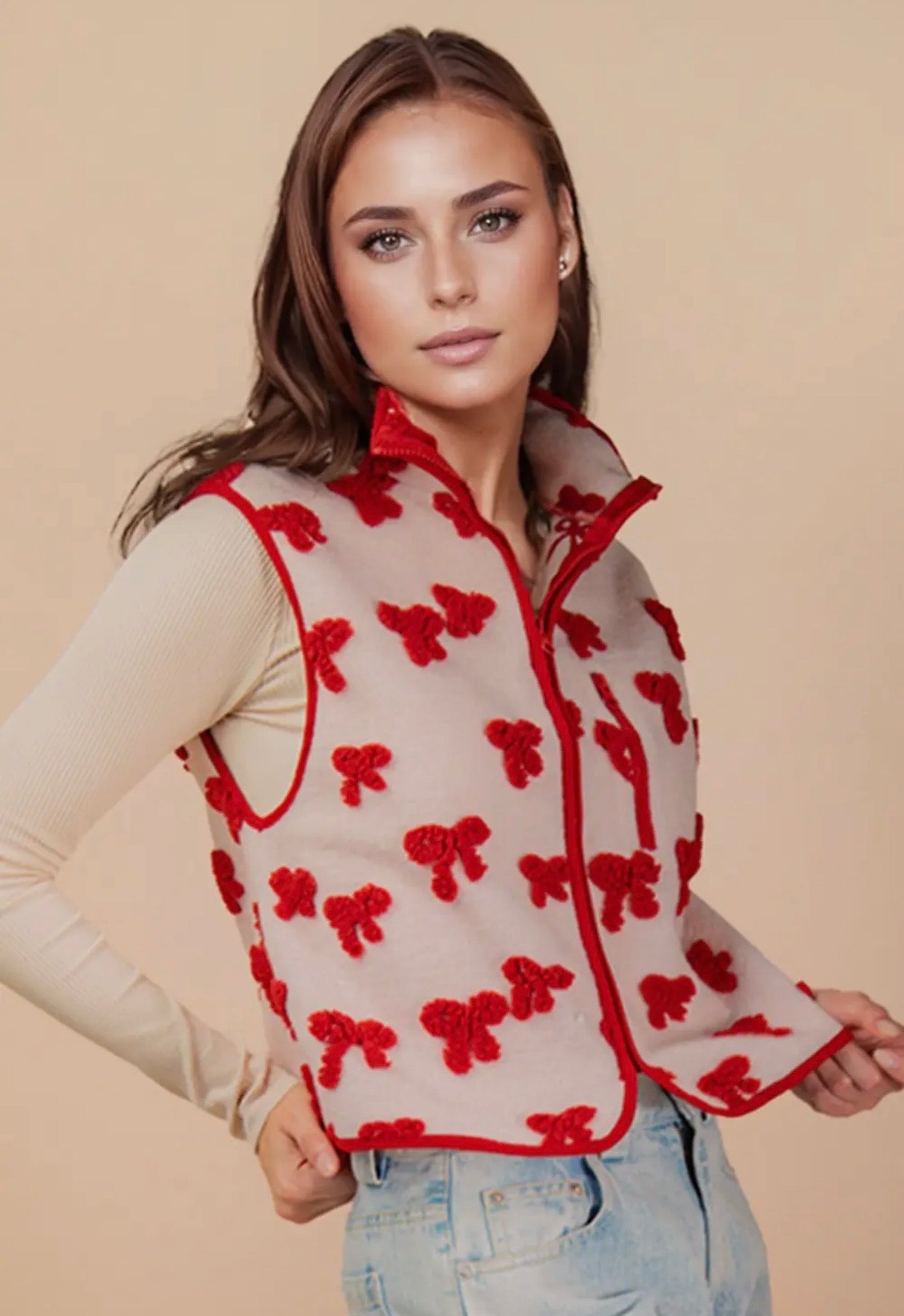 Textured Bow Vest