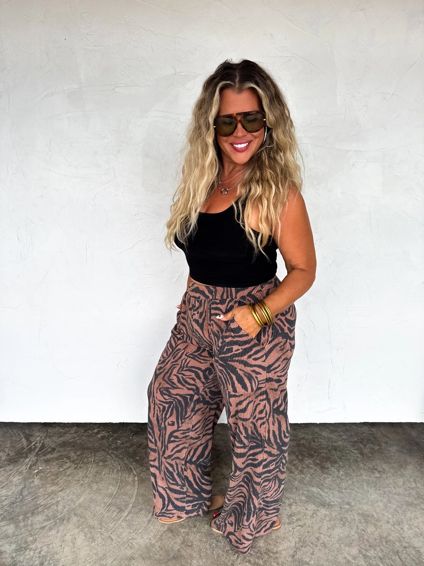 PREORDER - Zebra Haddie Wide Leg Pants