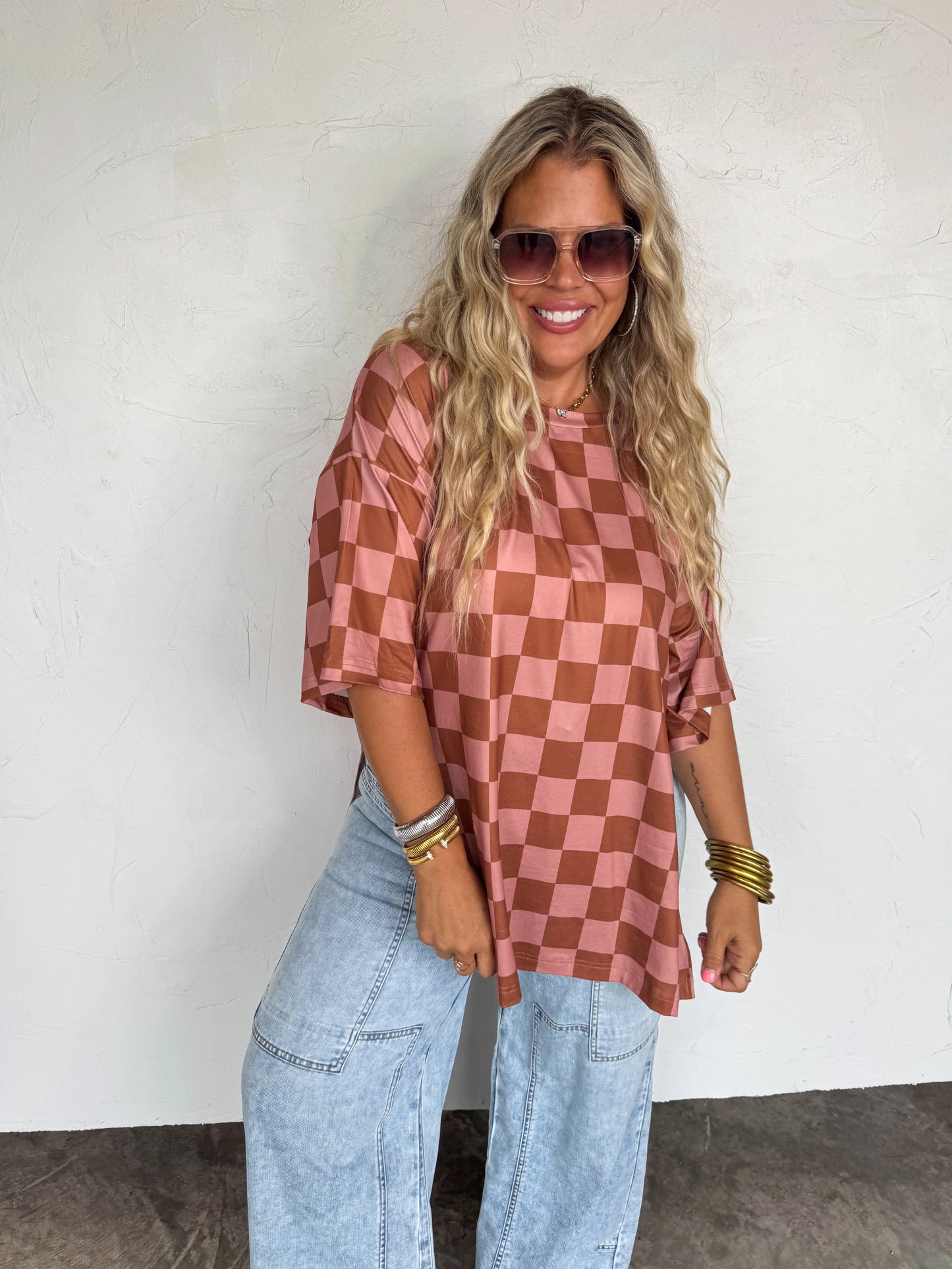 Check Babe Side Slit Top