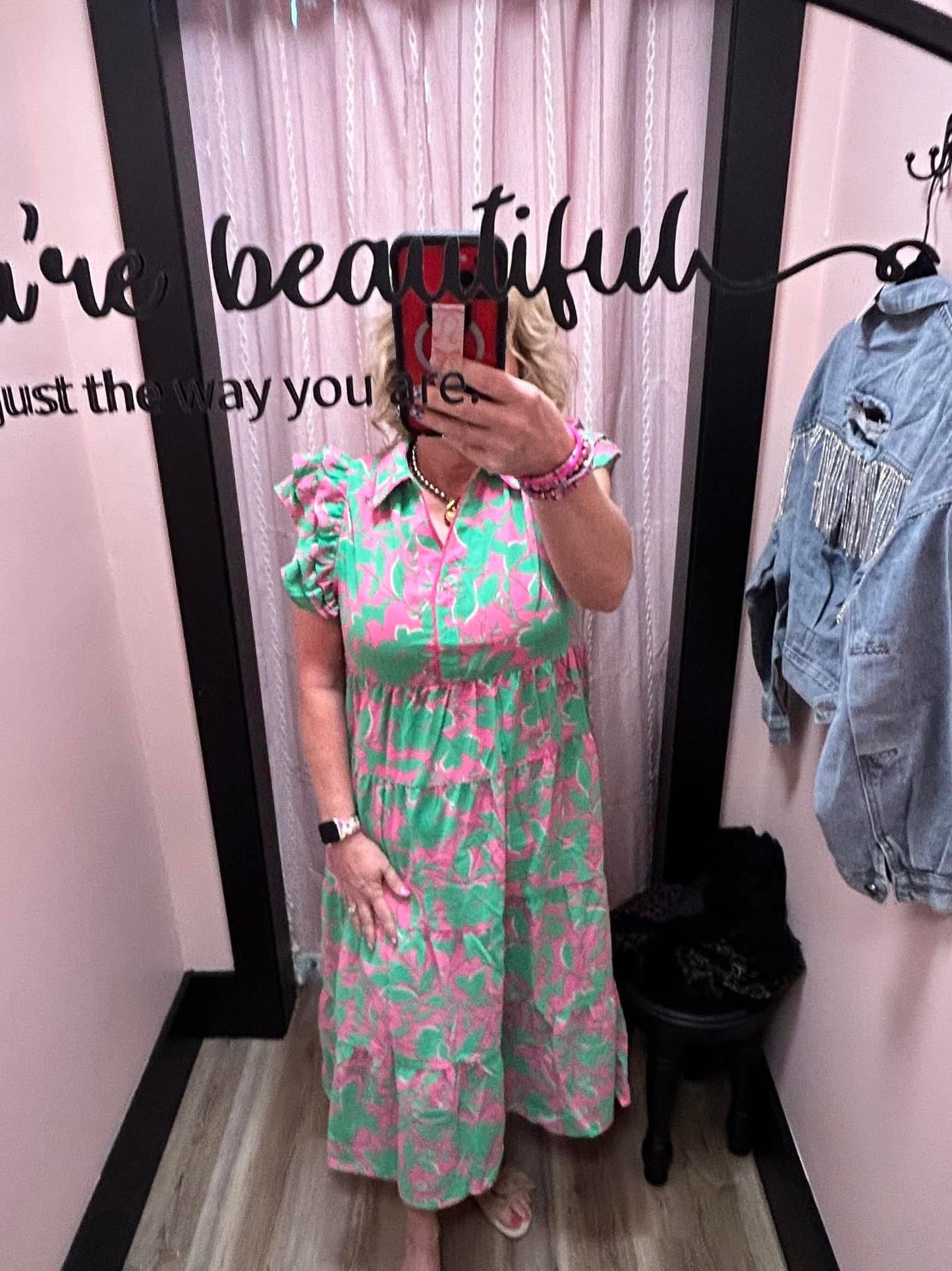 Umgee Floral Dress - Green