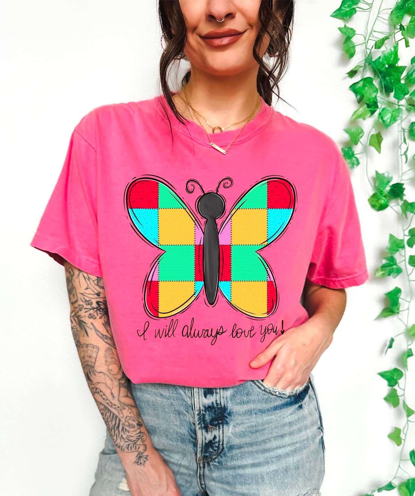 Patchwork Butterfly Comfort Colors Tee
