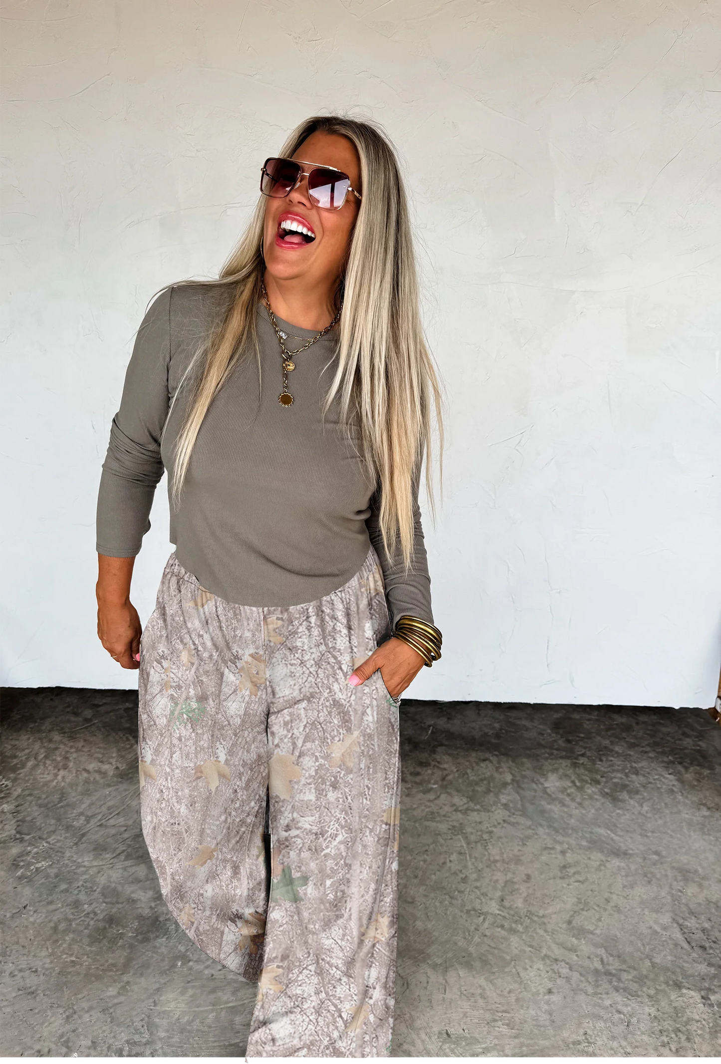 PREORDER - Camo Woods Drift Away Wide Leg Joggers