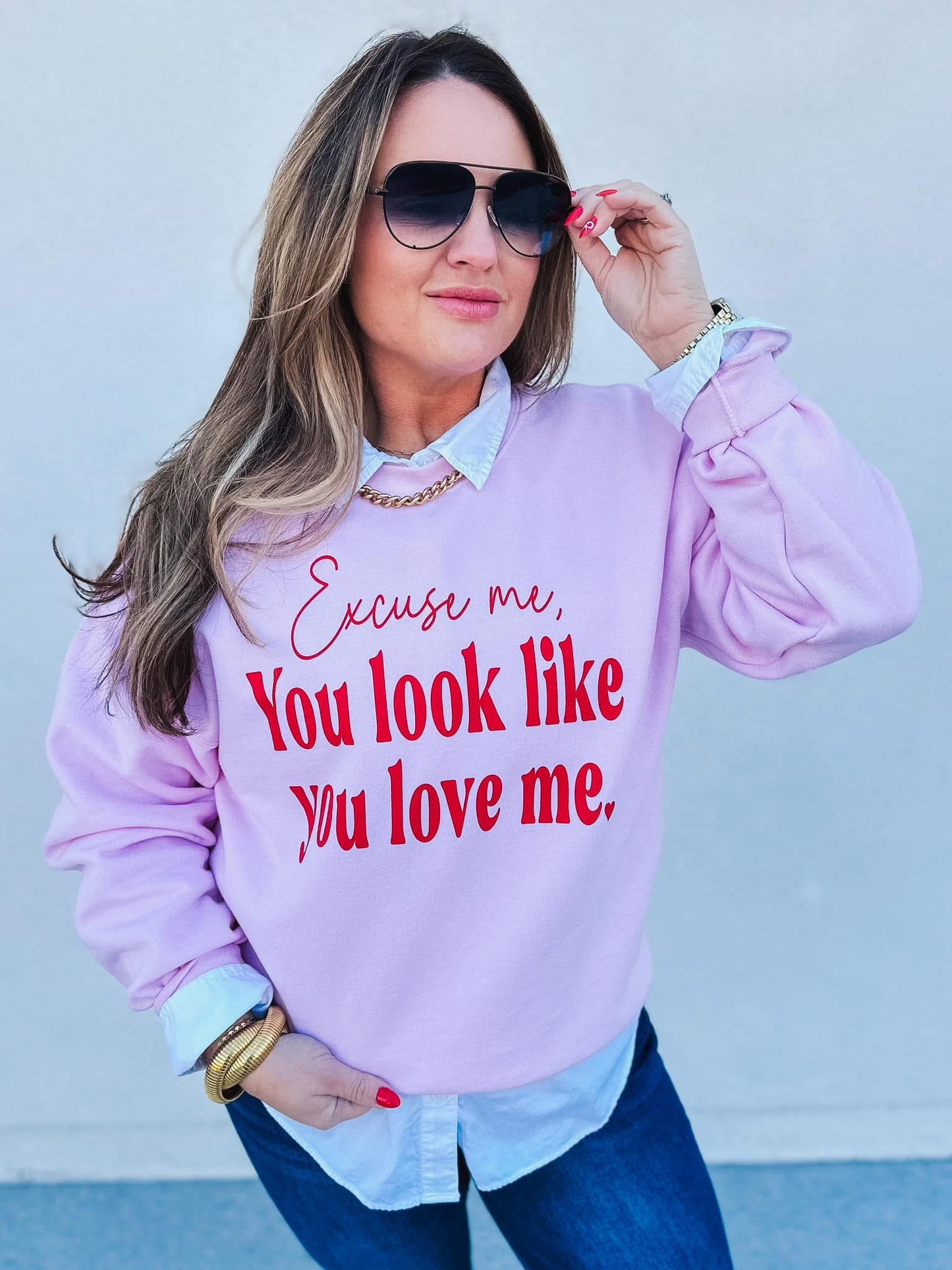 Excuse Me You Look Like You Love Me Graphic Sweatshirt