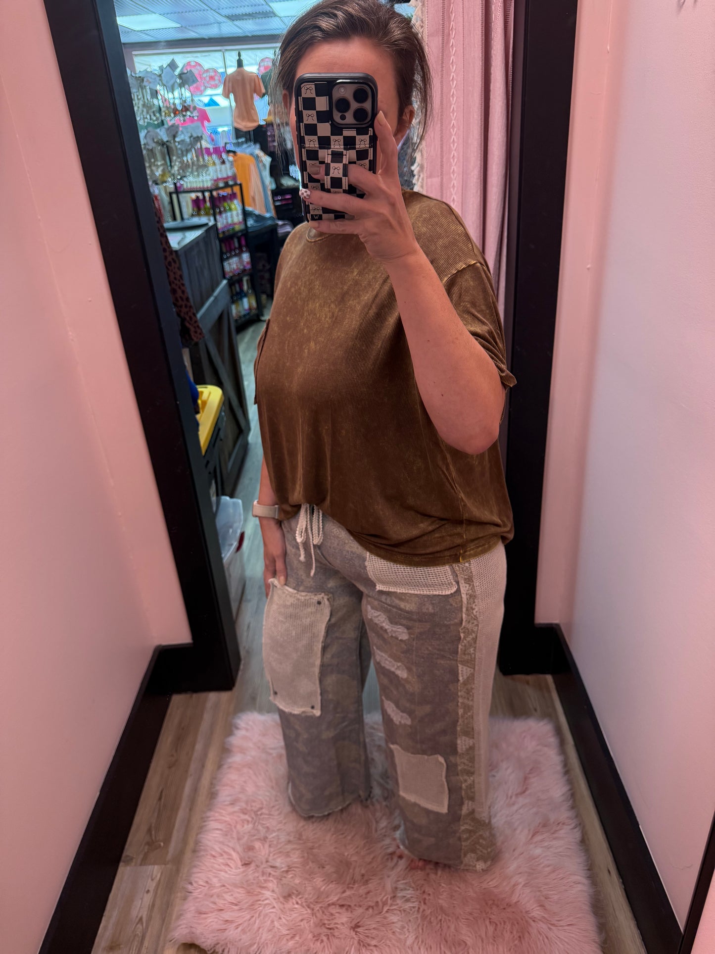 Pol Stud Detail Woven Denim Pants