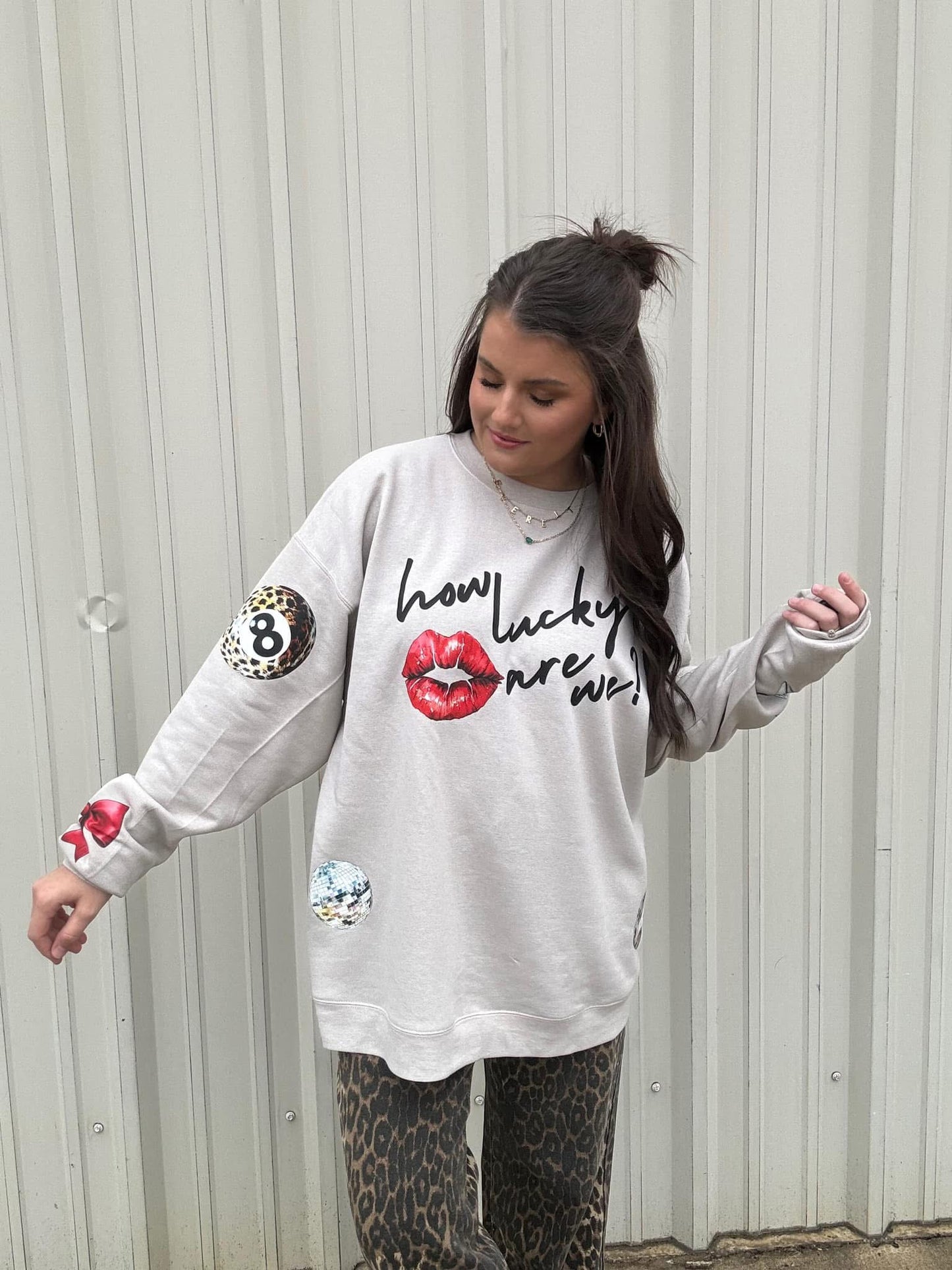 How Lucky Are We Graphic Sweatshirt