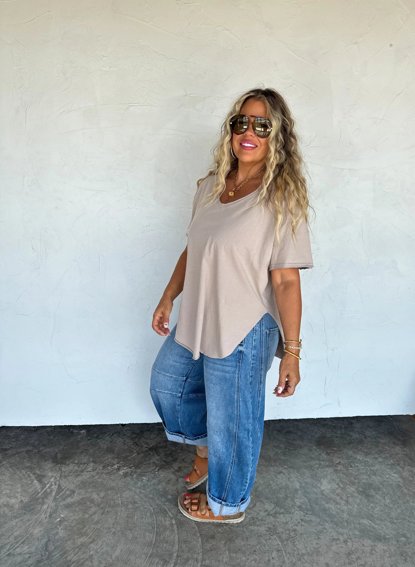 PREORDER - Joey Vneck Washed Cotton Boyfriend Tee