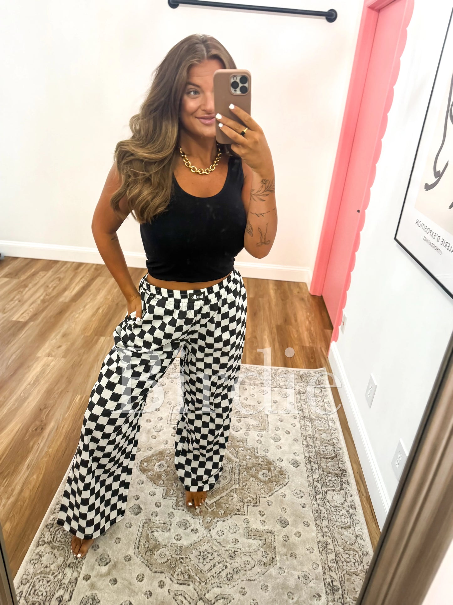PREORDER BIRDIE- Black & White Checkered Boxer Pants
