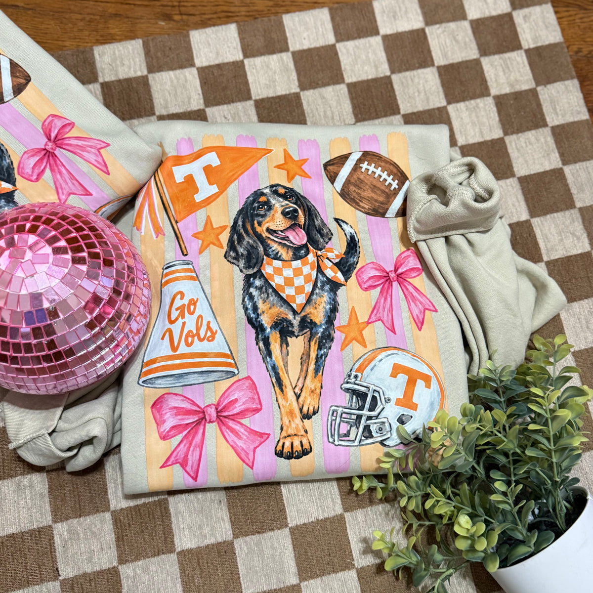 Tennessee Pink/Orange Striped Sweatshirt
