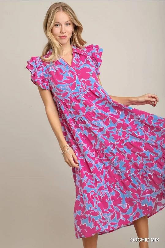 Umgee Floral Dress - Orchid