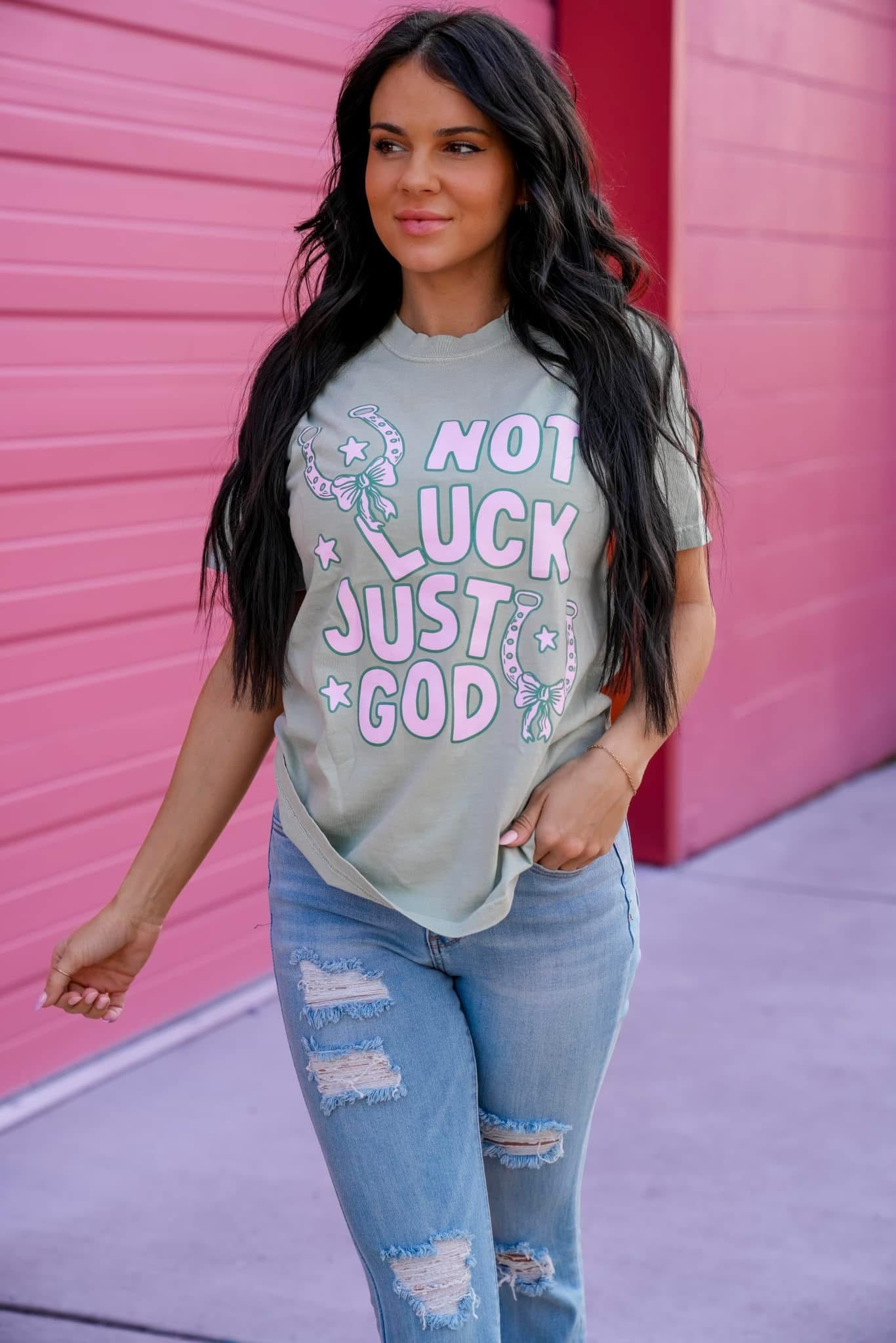 Not Luck Just God Comfort Colors Tee