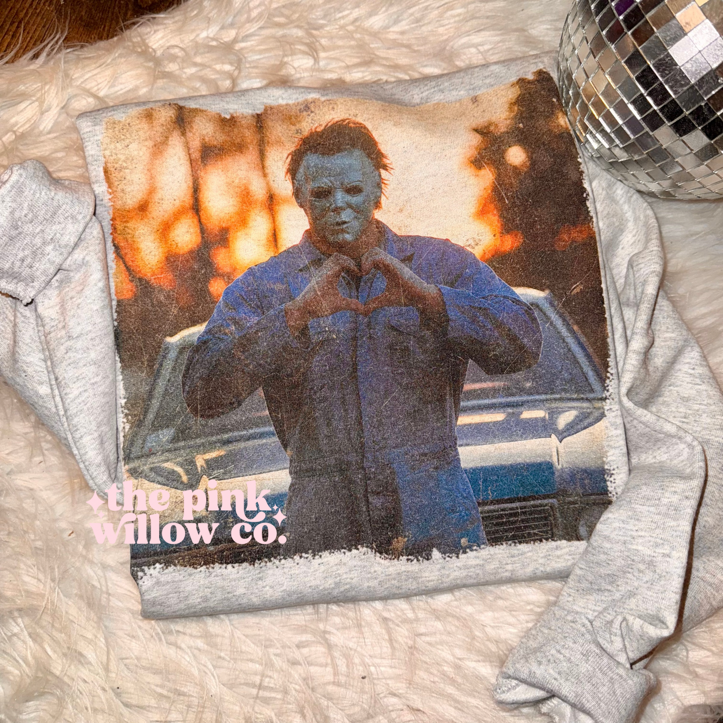 Michael Myers Heart Hands Ash Grey Sweatshirt