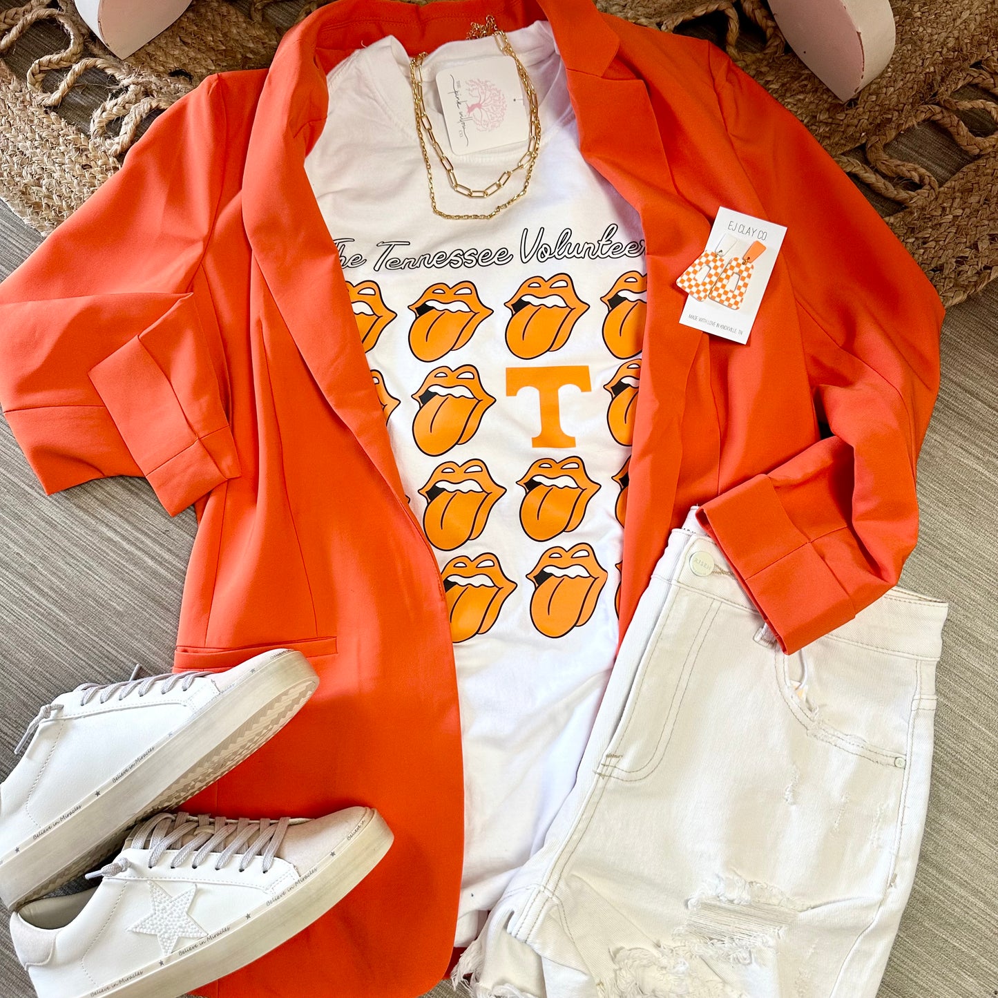 Orange Woven Blazer