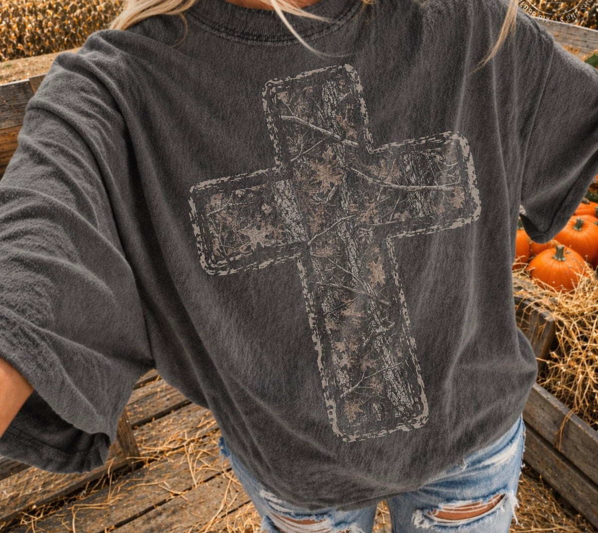 Camouflage Cross Comfort Colors Tee