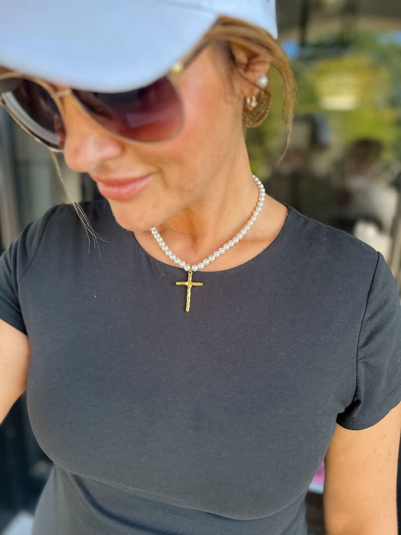 Pearl Cross Necklace