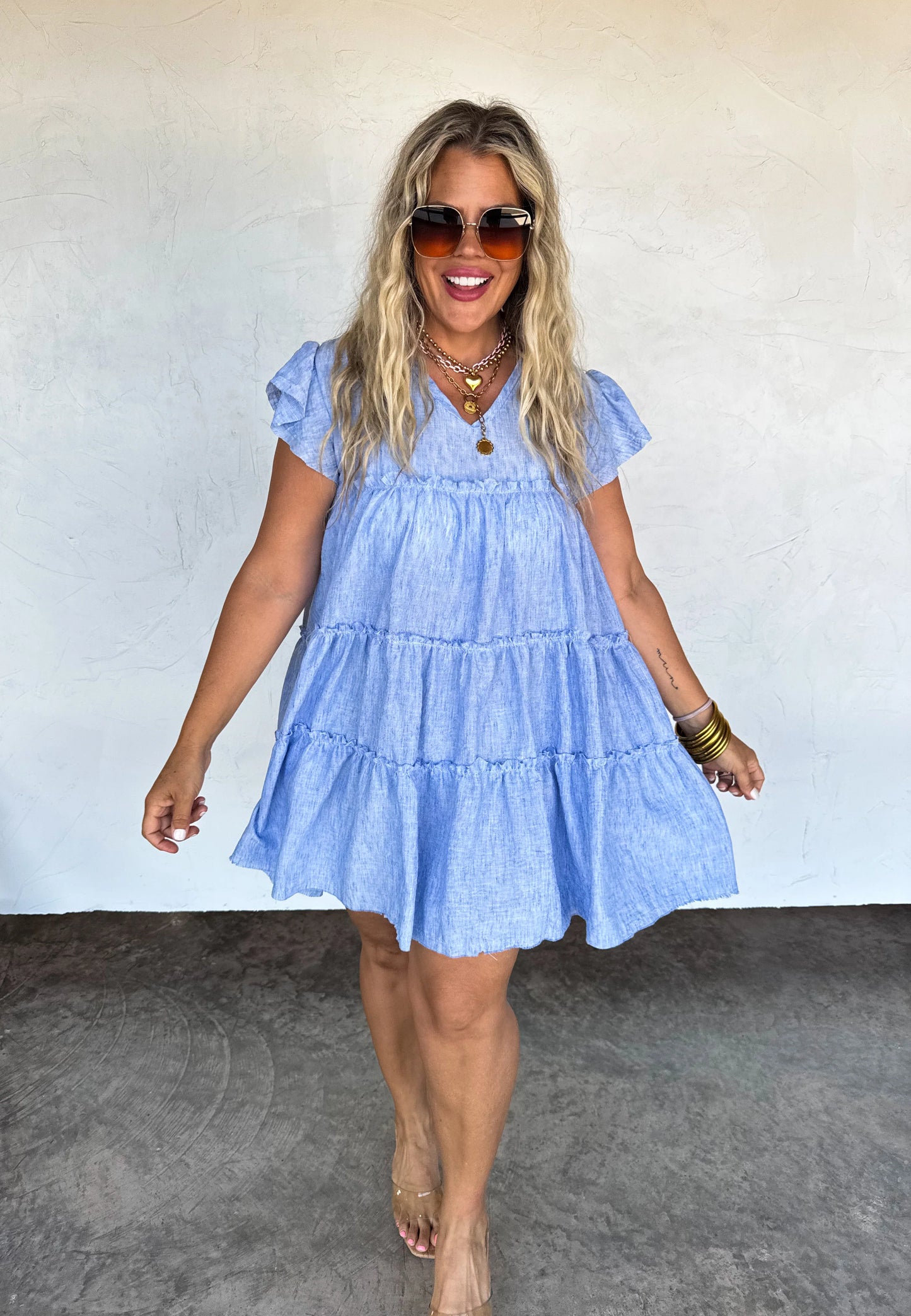 Day Dreaming Ruffle Dress - Vintage Pink