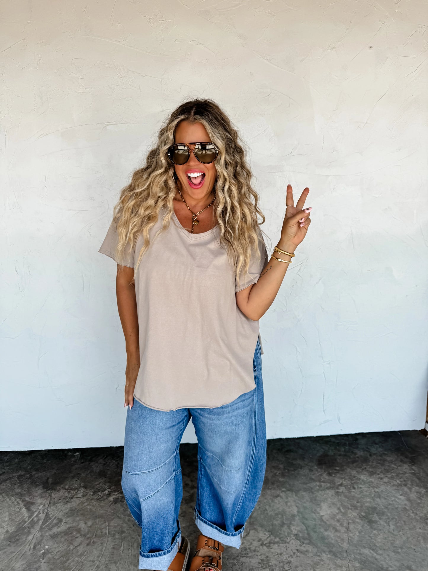 PREORDER - Joey Vneck Washed Cotton Boyfriend Tee