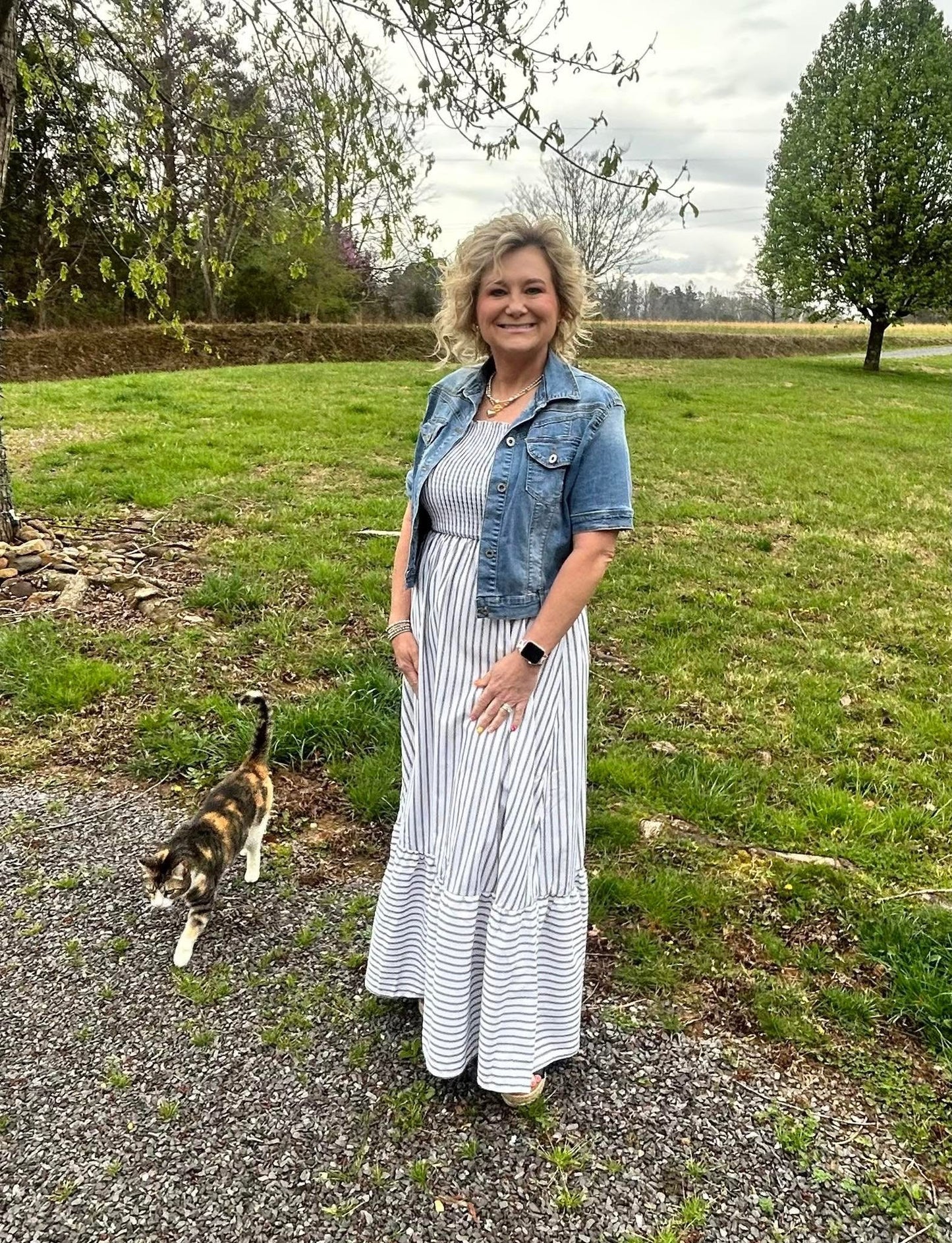 Striped Smocked Bodice Poplin Dress