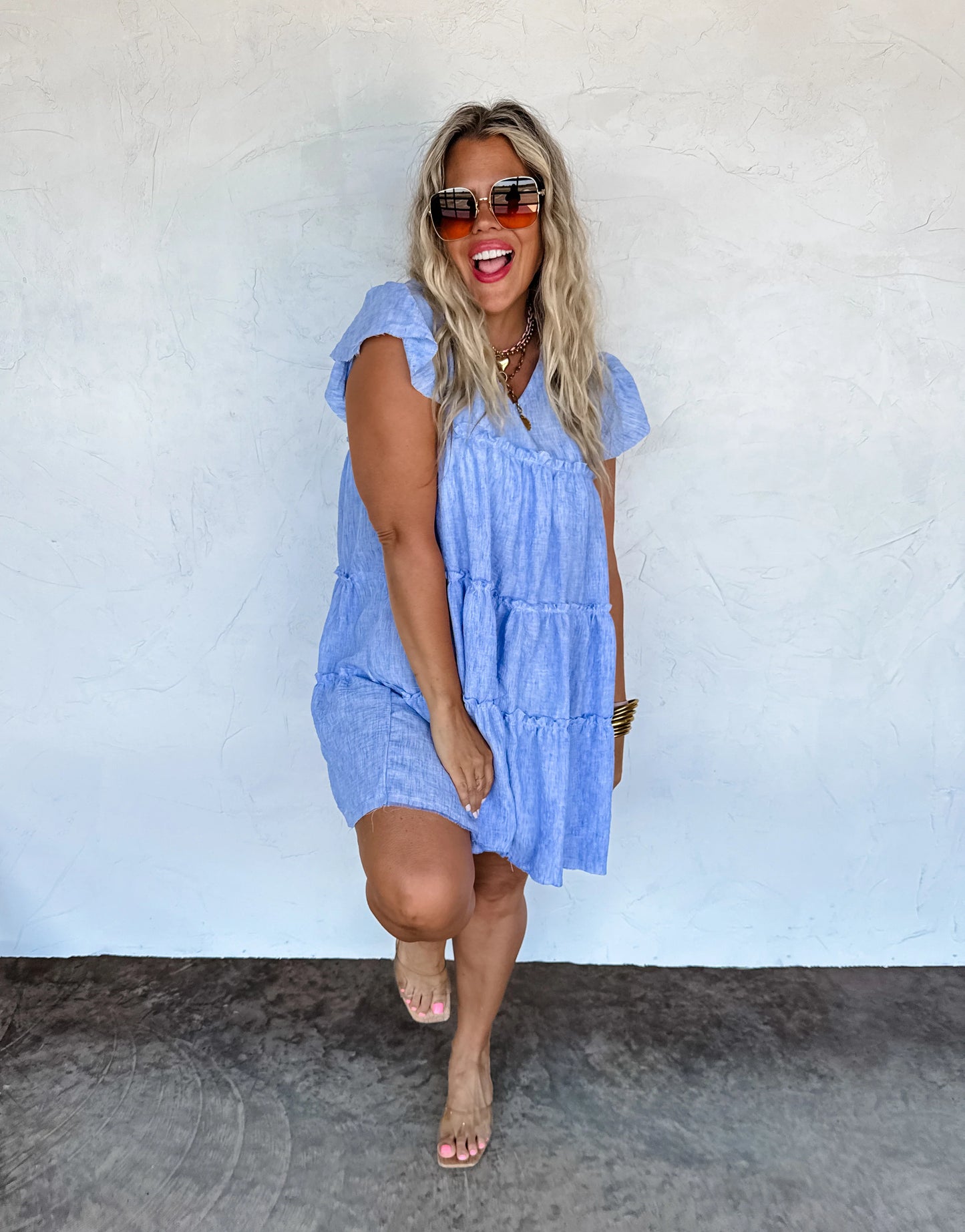 Day Dreaming Ruffle Dress - Vintage Pink