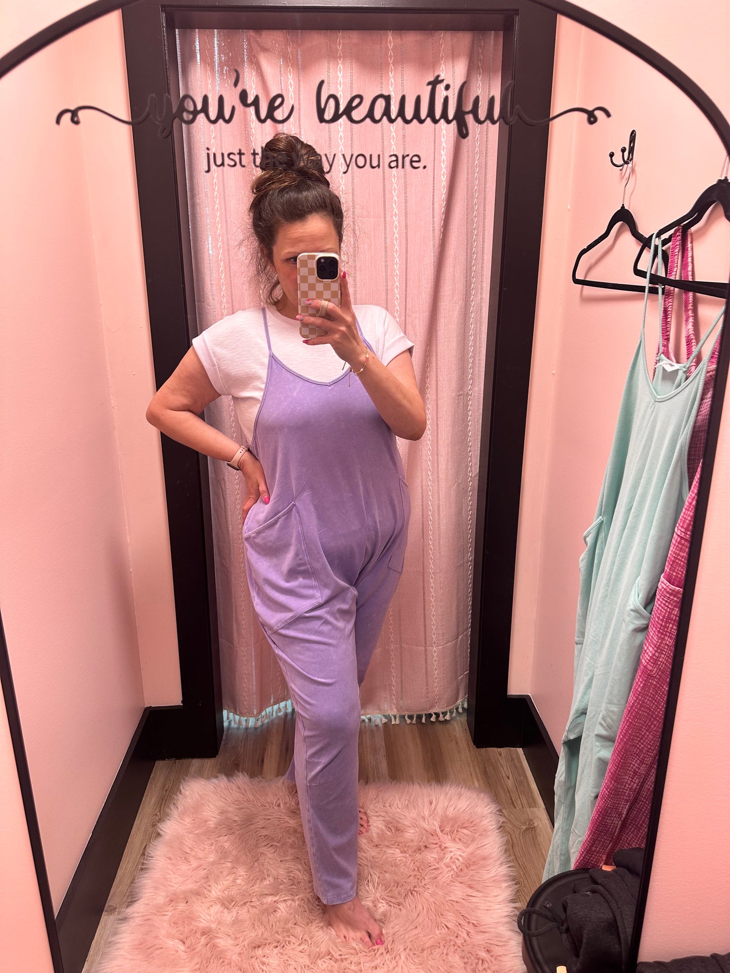 Relaxed Fit Mineral Wash Jumpsuit - Wisteria