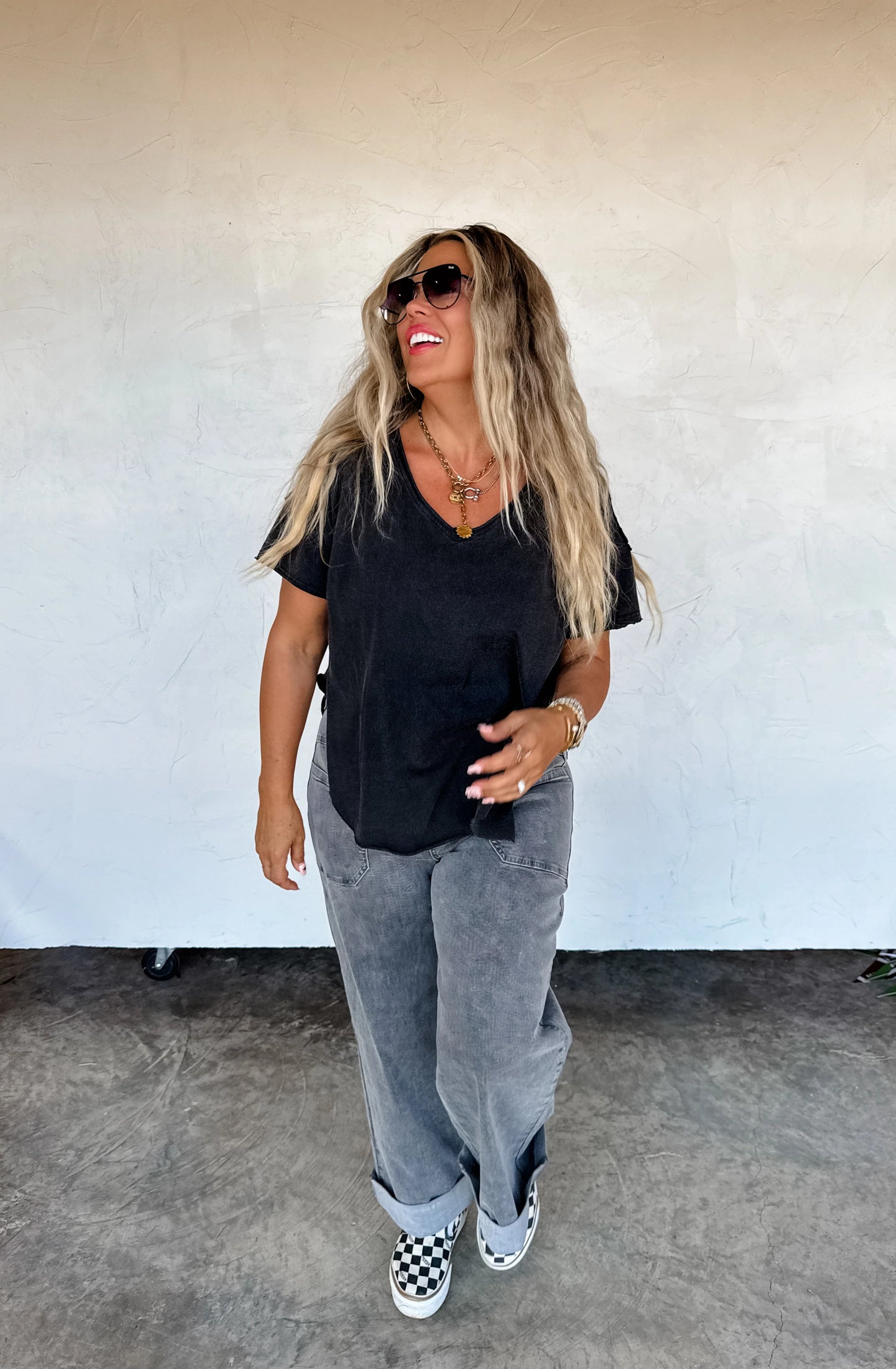 PREORDER - Joey Vneck Washed Cotton Boyfriend Tee