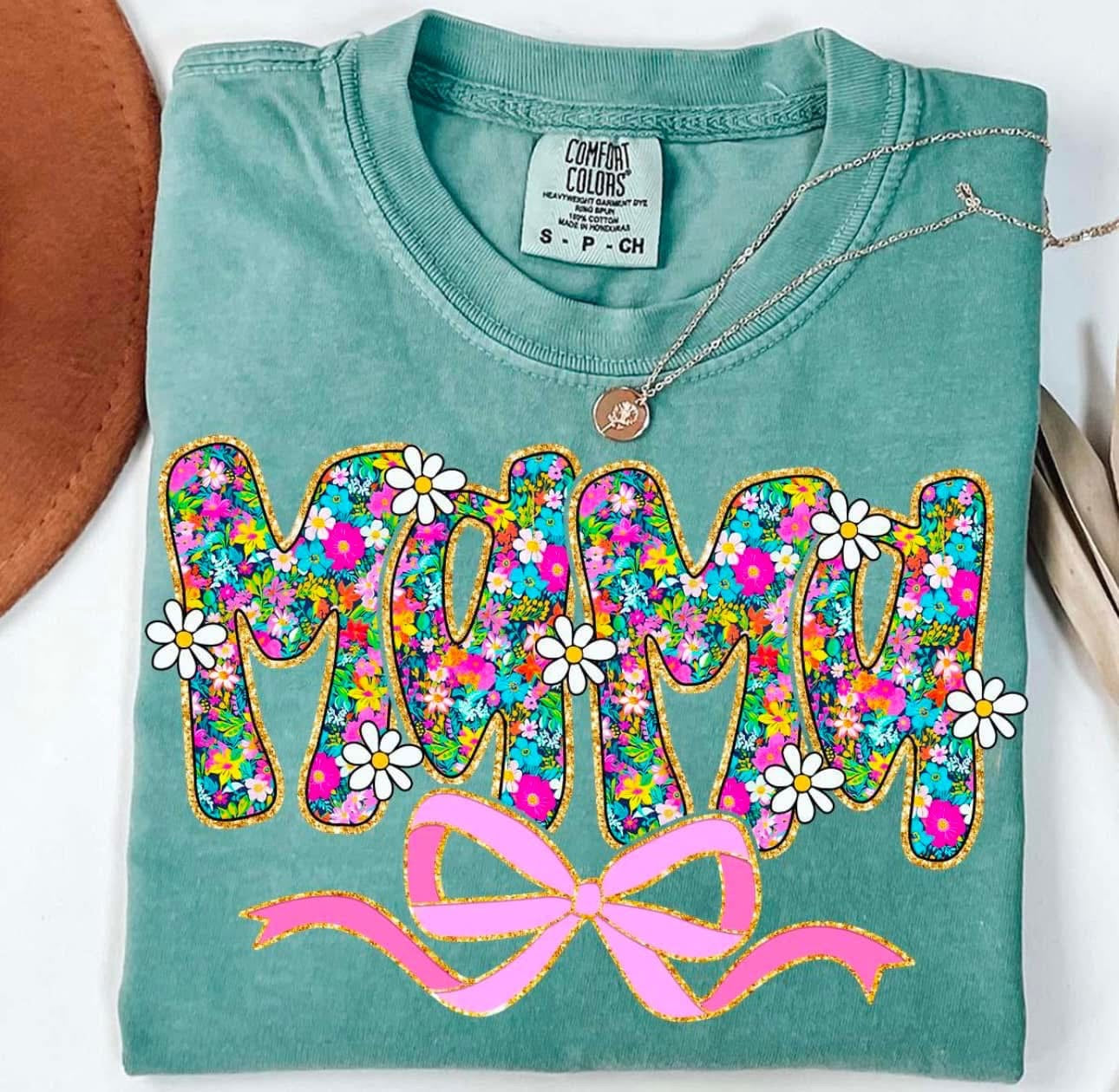 Spring Floral Mama Comfort Colors Graphic Tee