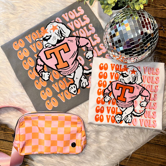 Pink/Orange Preppy Go Vols Comfort Colors Tee