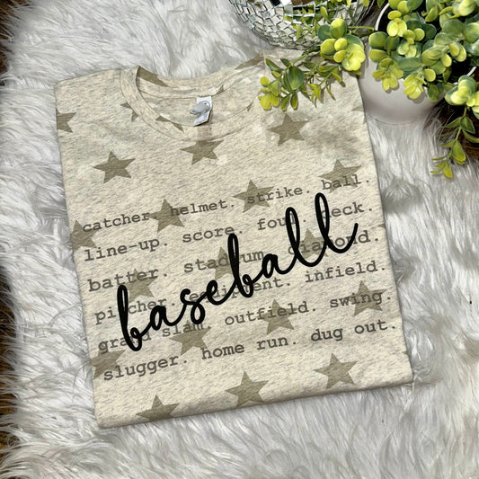 Baseball Words Star Graphic Tee