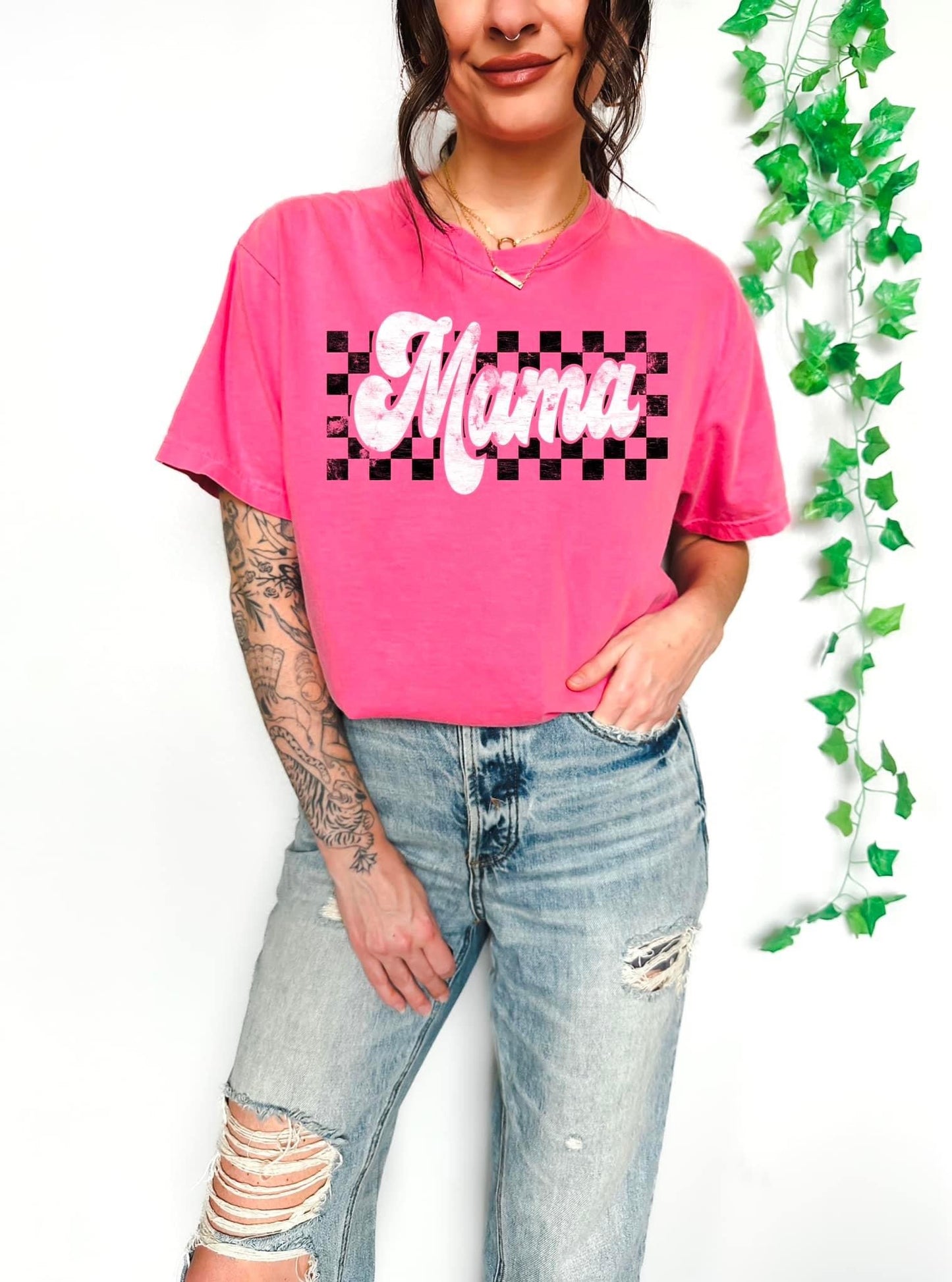 PRE-ORDER Mama Checkered Comfort Colors Tee