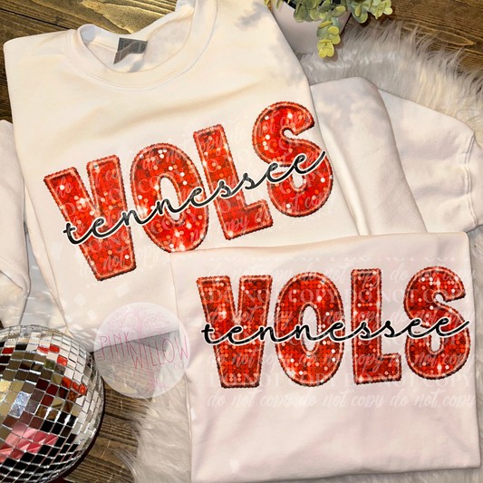 Vols Faux Sequin/Embroidery Graphic Tee/Sweatshirt